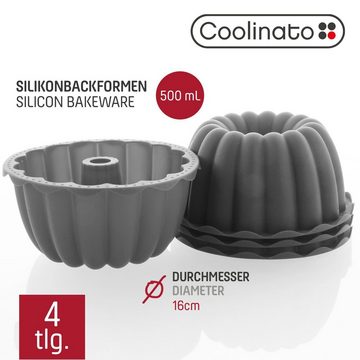 Coolinato Backform Coolinato Silikon Dessert Backformen Set 4tlg. GRAU, inkl. Rezepte