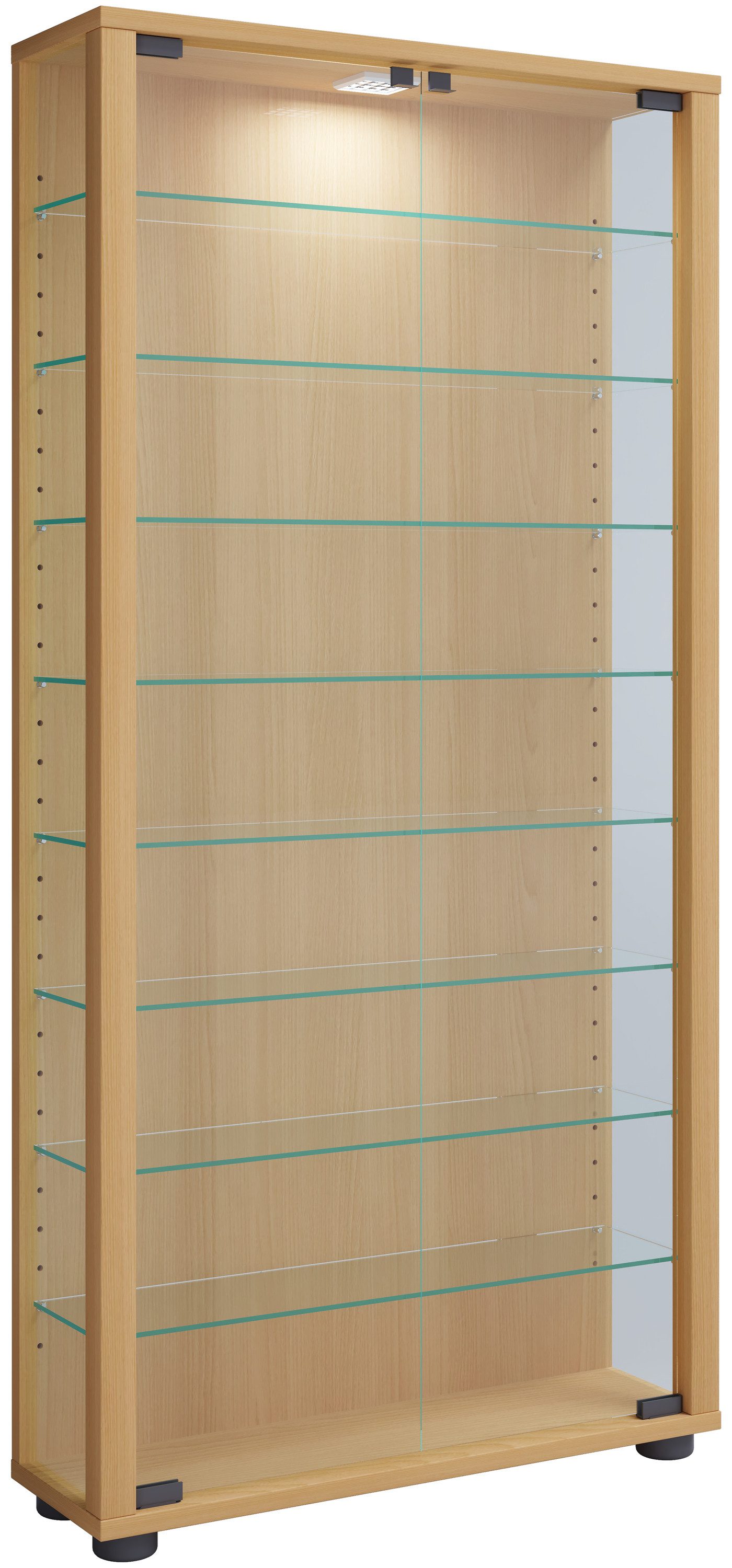 VCM Standvitrine Holz Glas Stand Vitrine Sammelvitrine Lumo Maxi