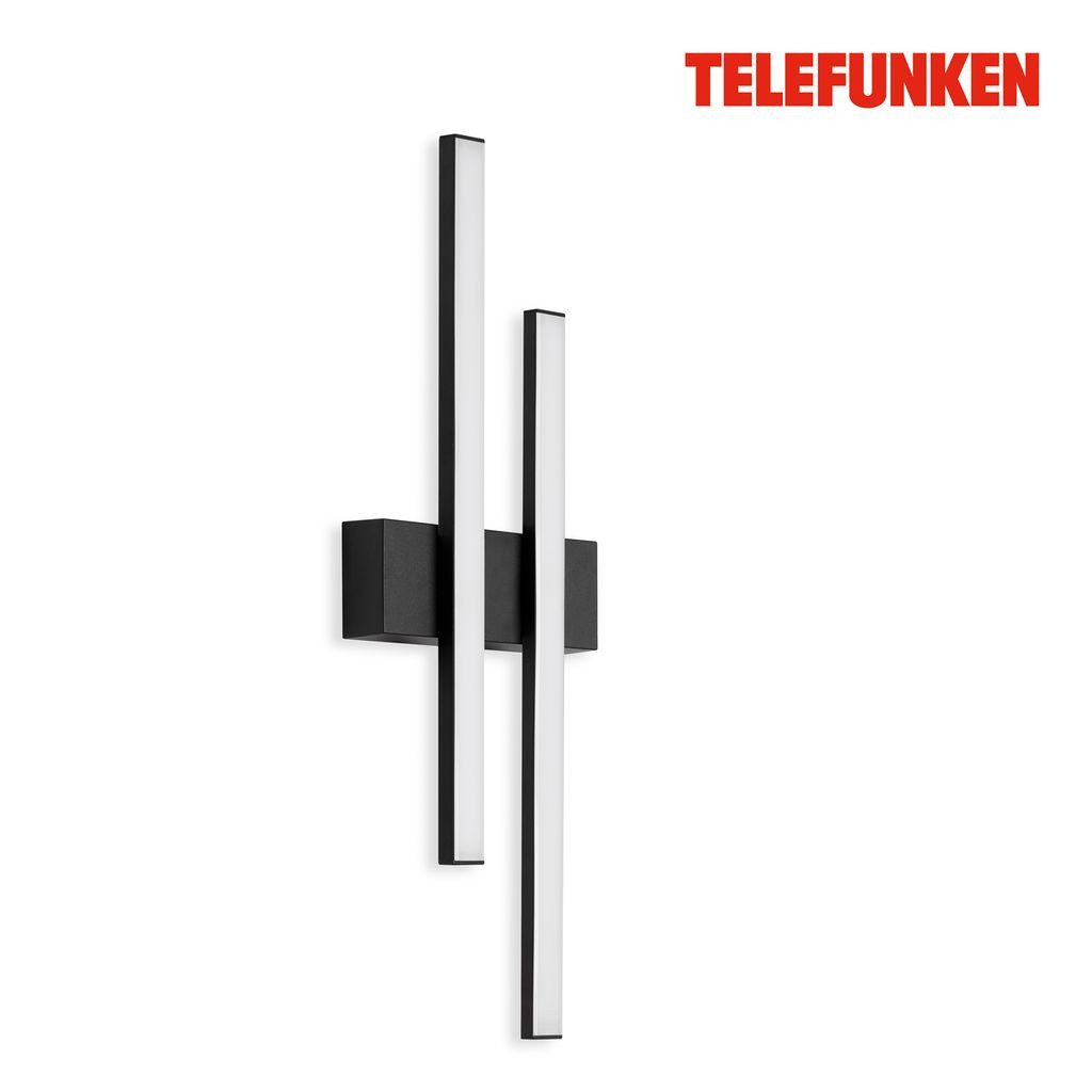 Telefunken Außen-Wandleuchte 313005TF, LED fest integriert, 2700K - Extra-Warmweiß, 2-flammig, flaches-Stab Design, Neutralweiß 4000K, IP44, schwarz