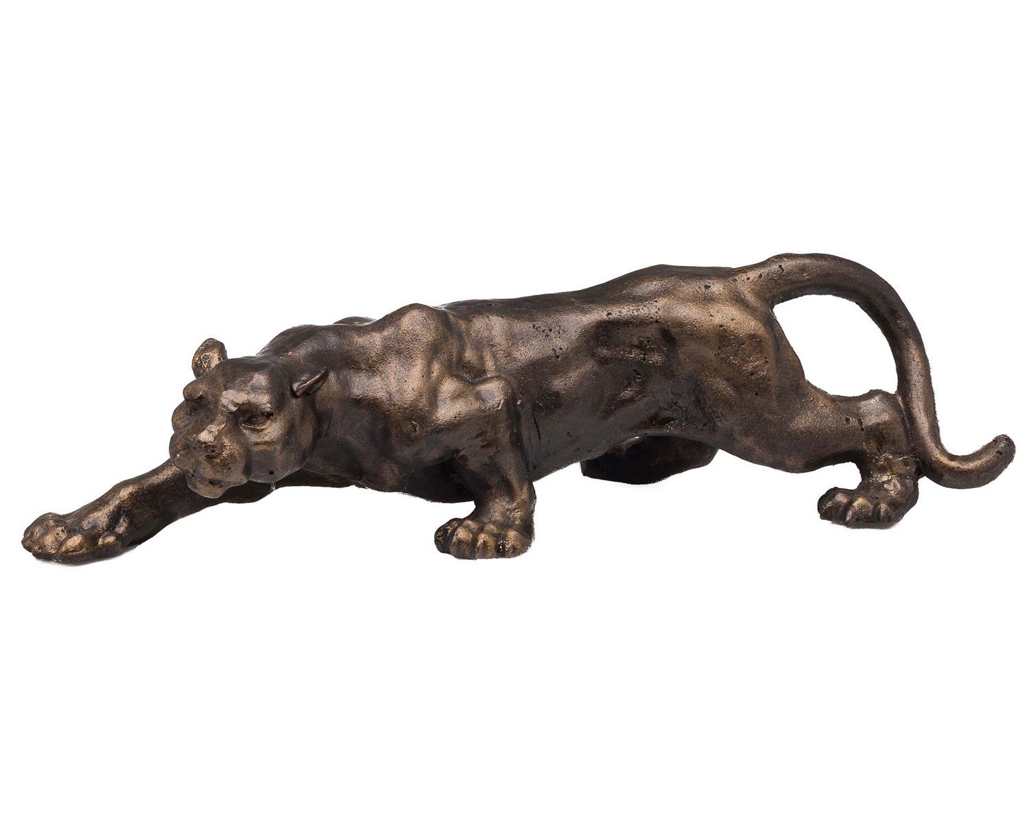 Aubaho Dekofigur Figur Panther Leopard Puma Skulptur Jaguar Eisen in Bronze Optik sculp
