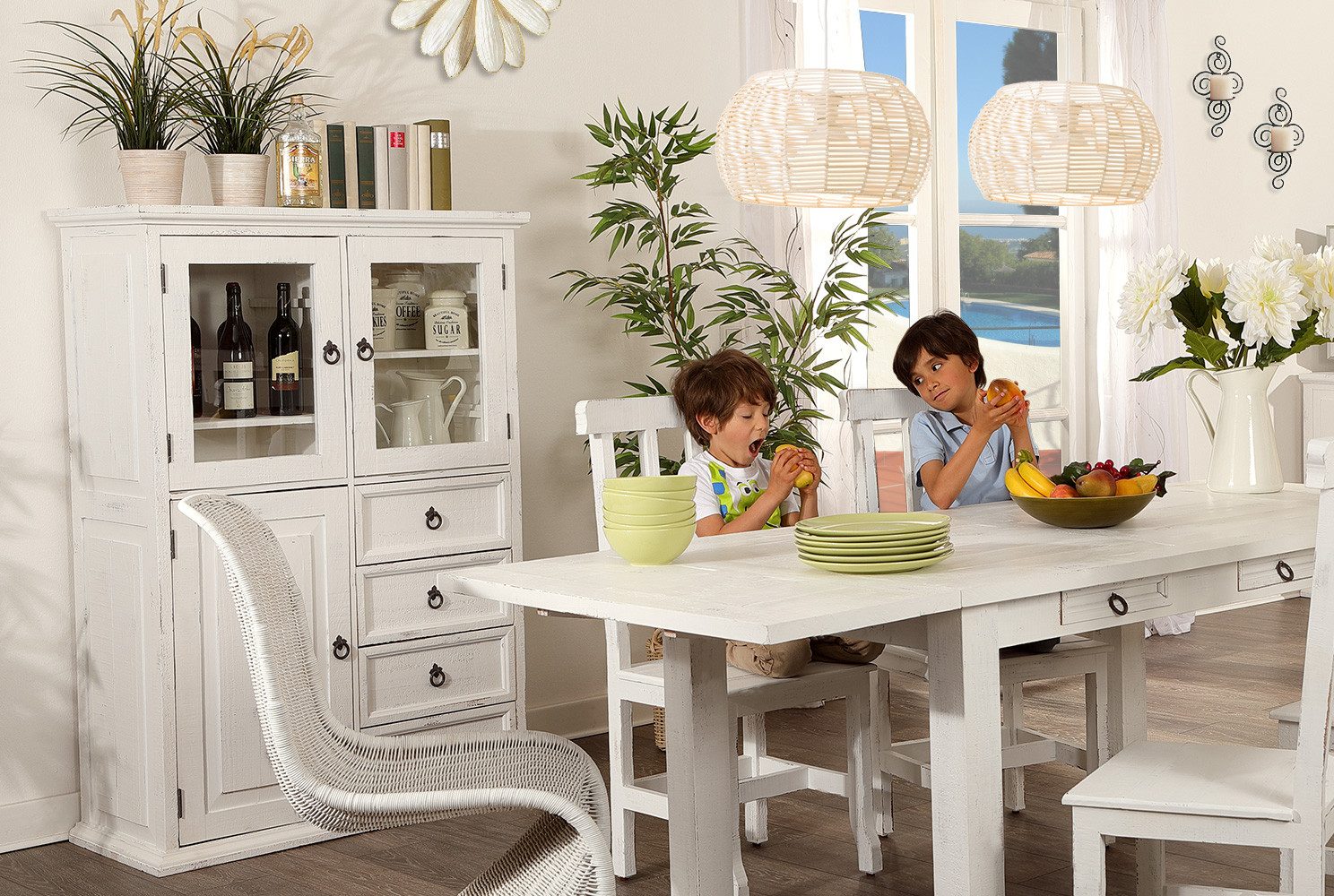 1a Direktimport Highboard Highboard - 2 Glas-, 1 Holztür, 4 Schübe