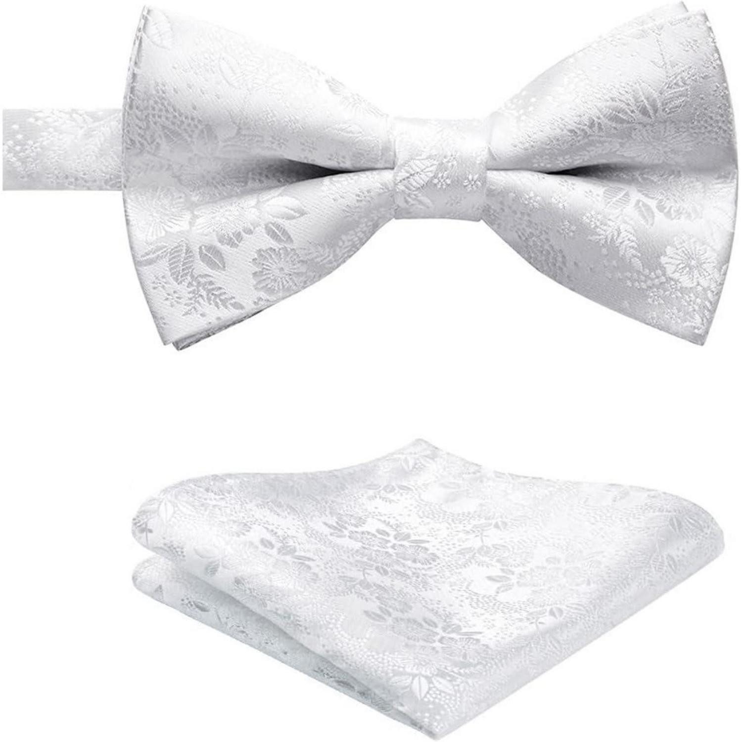 LuxusKollektion Fliege Fliege Herren Einstecktuch Einstellbar Smoking Hochzeit W Weiss 2