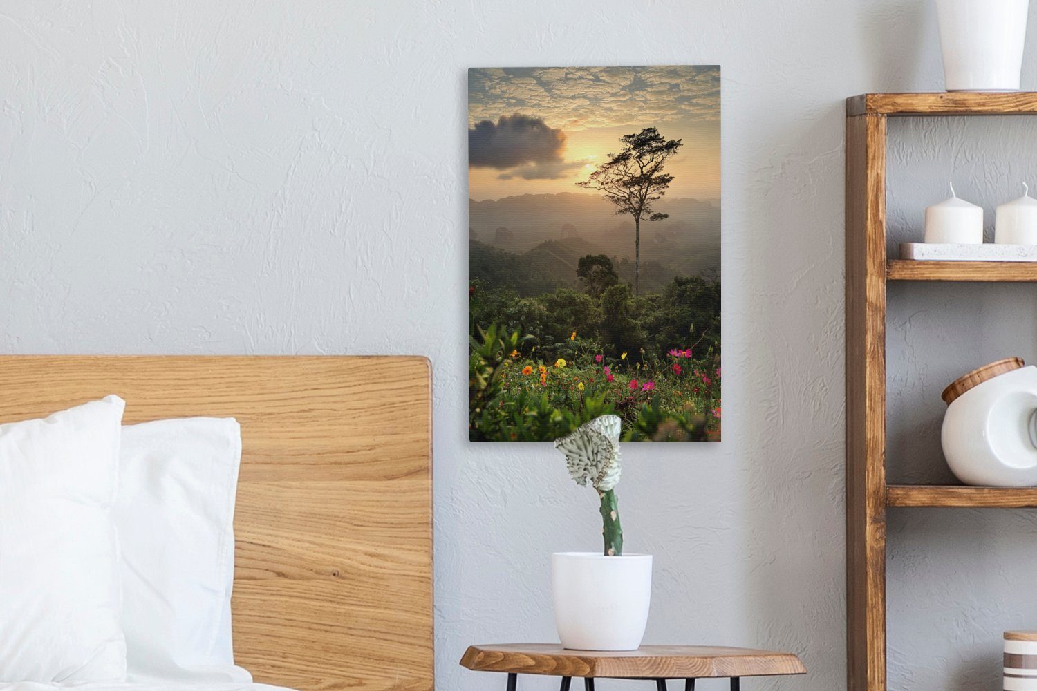 OneMillionCanvasses® Leinwandbild Blumen Gemälde, bespannt - cm Zackenaufhänger, - (1 Landschaft Ansichten, St), inkl. fertig 20x30 Leinwandbild