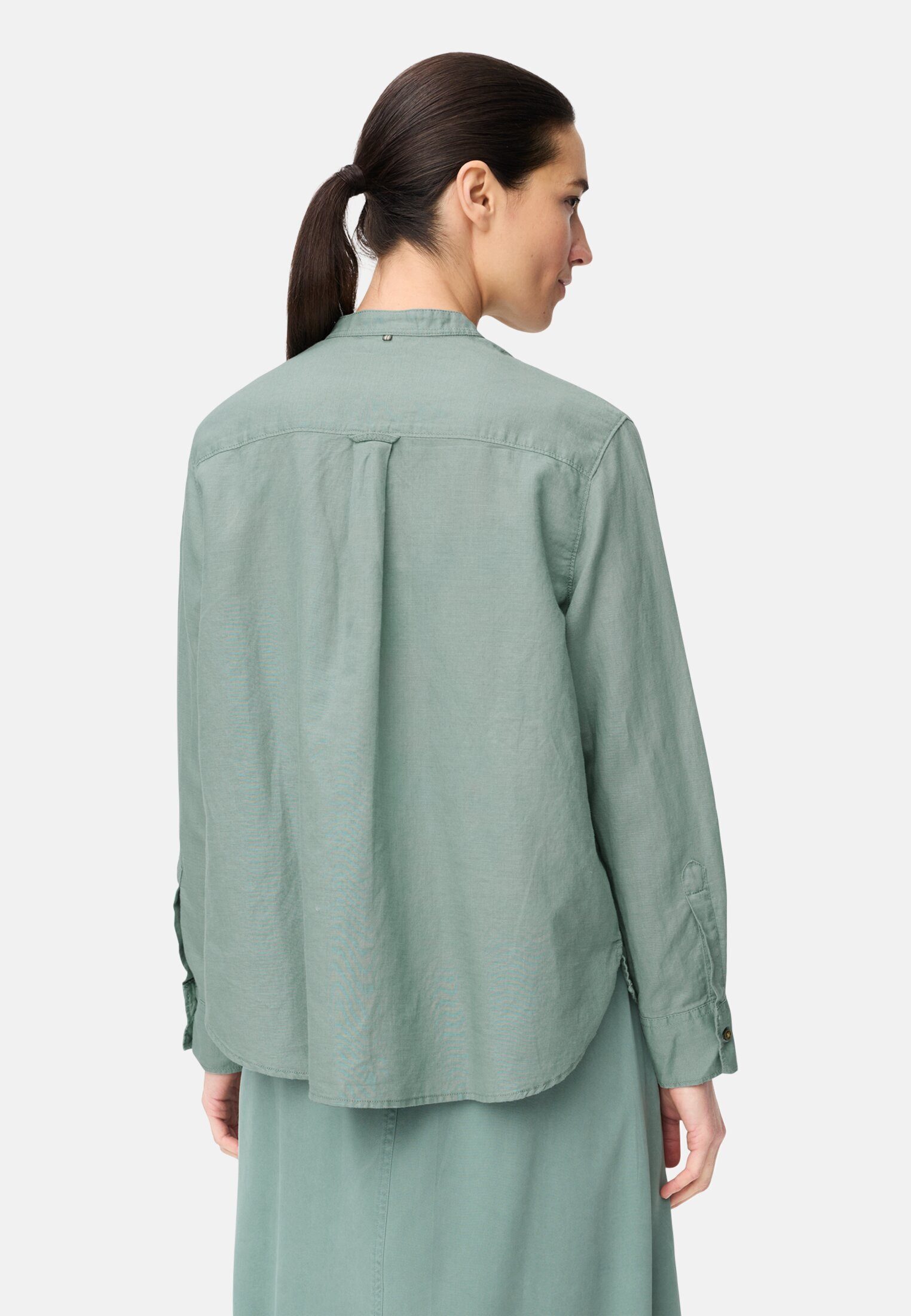camel active Hemdbluse mit Stehkragen und Knopfleiste Langarm unifarben