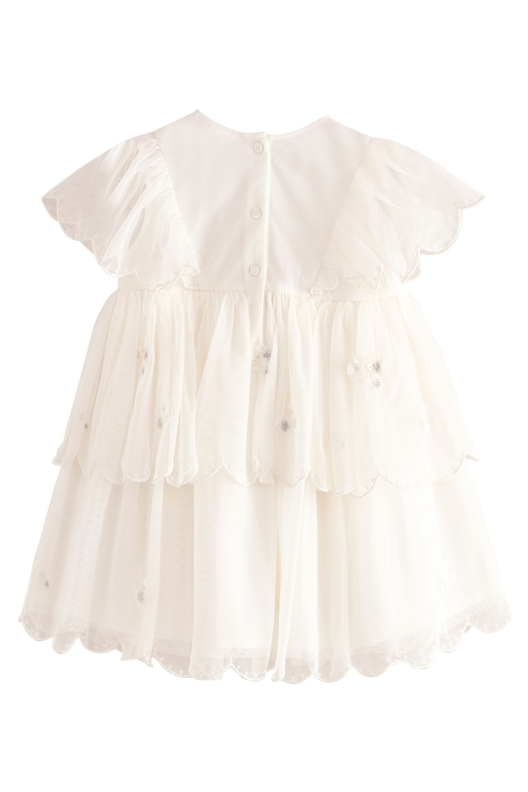 Next Volantkleid Kurzärmeliges Mesh-Kleid mit Stickereien günstig online kaufen