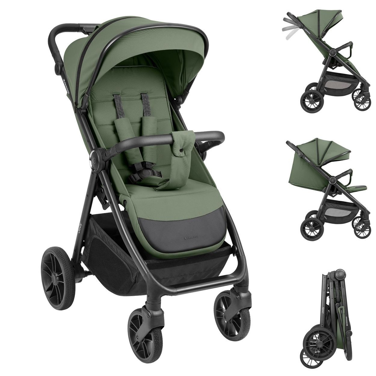 Kikkaboo Kinder-Buggy Jody, PU-Räder, Federung, Hinterradbremse, kompakt faltbar, 5-Punkt-Gurt