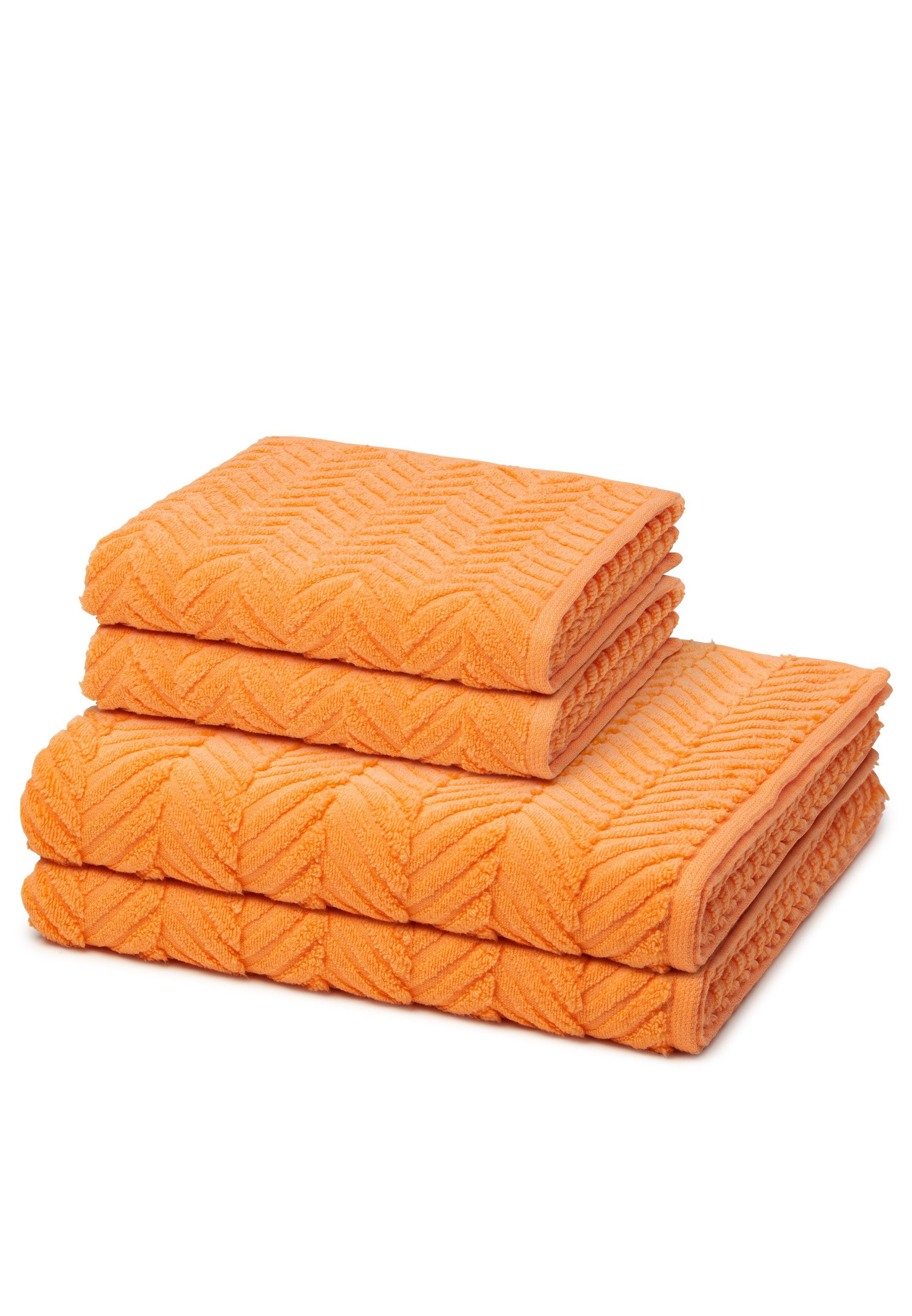 ROSS Handtuch Set Sensual Skin, Walkfrottee, (Spar-Set, 4-tlg), 2 X Handtuch 2 X Duschtuch im Set - Baumwolle - Schnelltrocknend Ginster