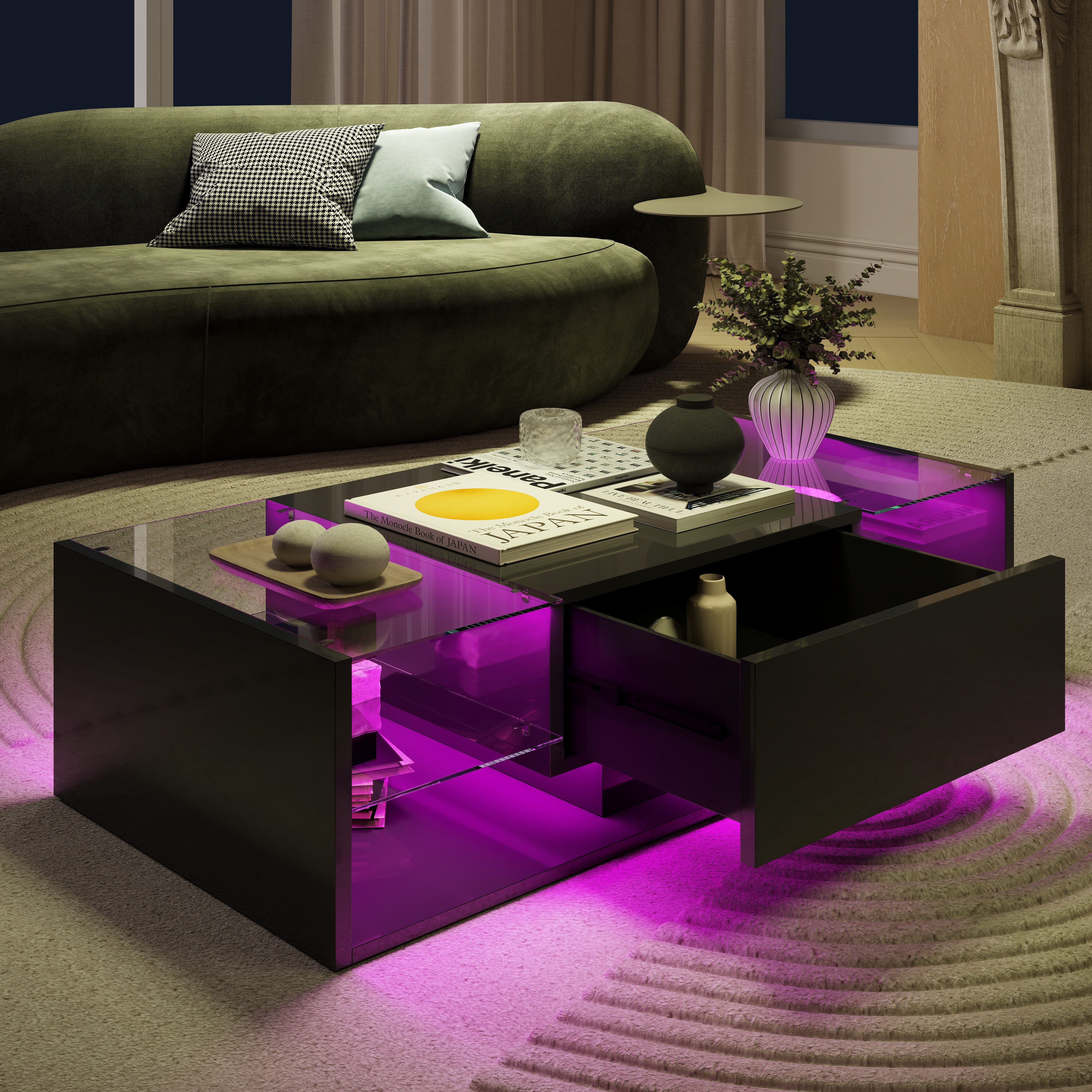 Furnishings Home Couchtisch Ablagetisch LED Beistelltisch Breite 100 cm (Ho günstig online kaufen