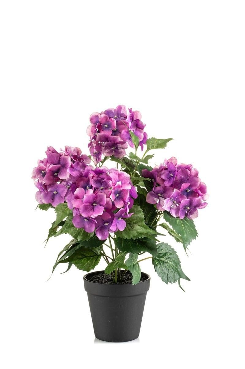 Kunstblume Hortensie DORJA im Dekotopf, violett, 40cm Hortensie, artplants, Höhe 40.0 cm