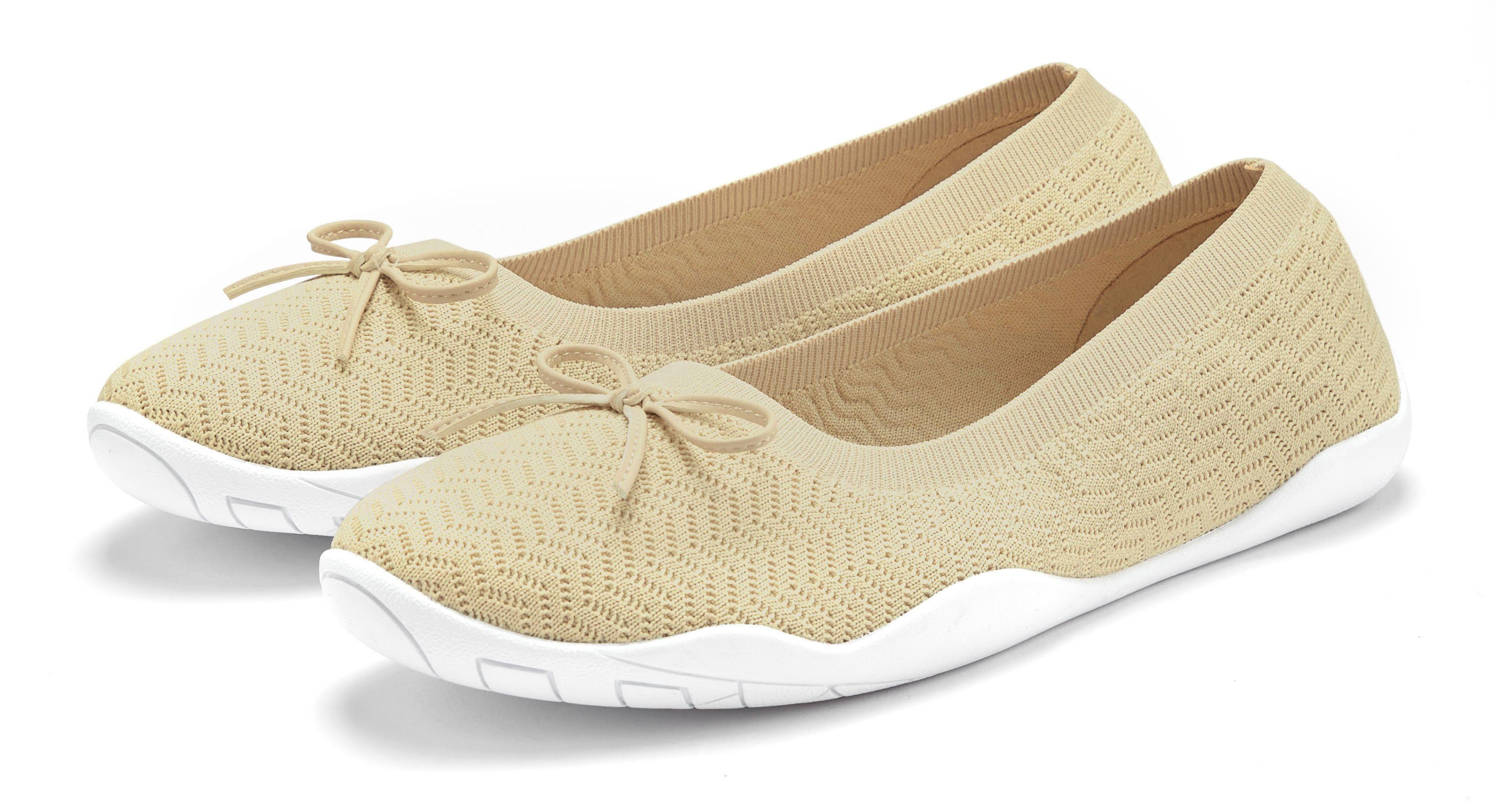 LASCANA Sneaker Ballerinas mit flacher & flexibler Sohle, superleicht, Slipper, Halbschuh VEGAN beige