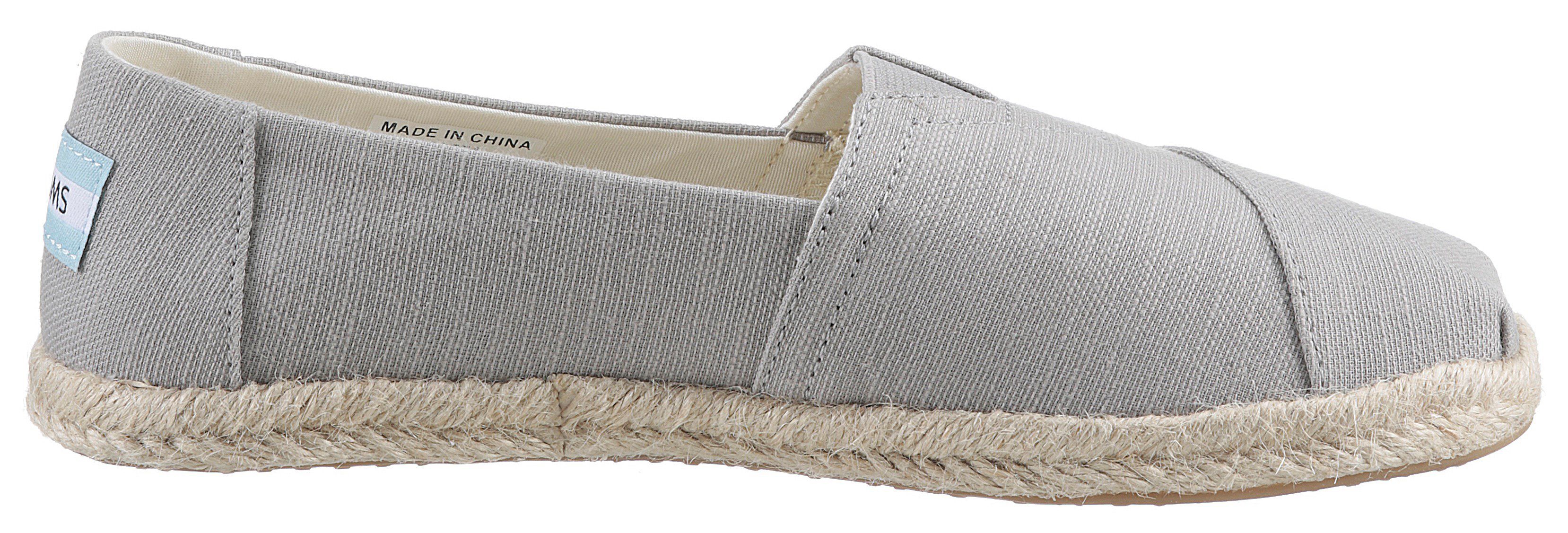 Stretcheinsatz, TOMS ALPARGATA mit grau ROPE Form kleinem schmale Espadrille