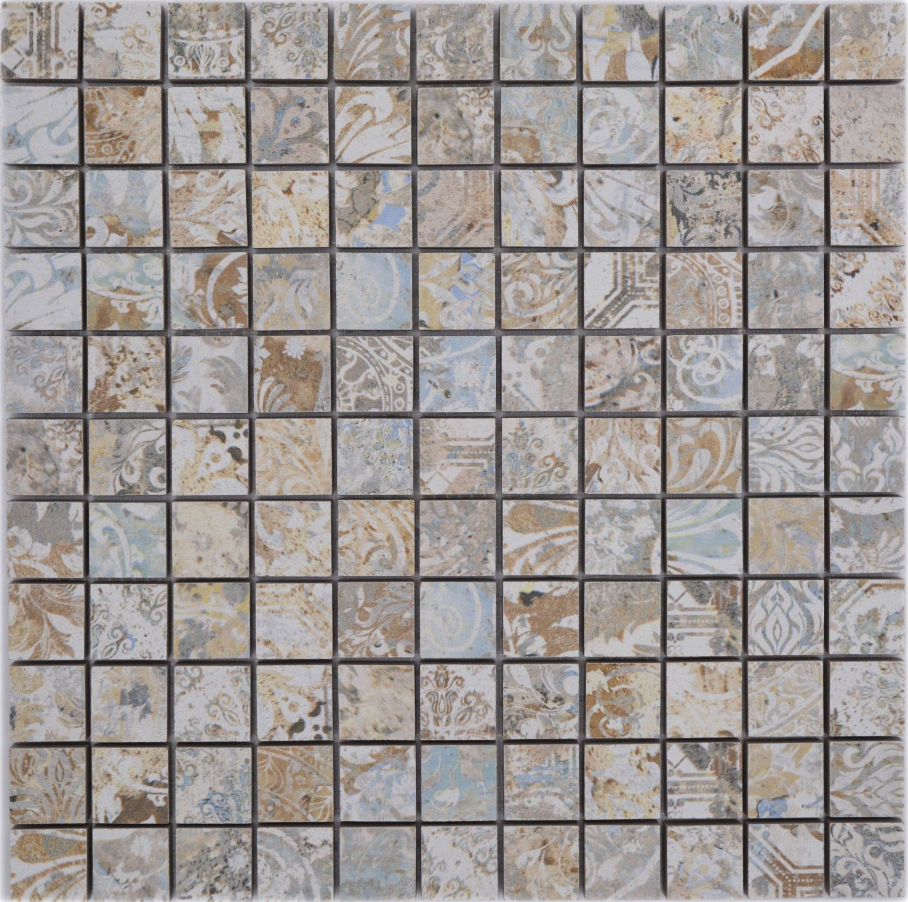 Mosani Wandfliese Natursteinzeug Mosaik leicht mehrfarbig matt / 10 Mosaikmatten