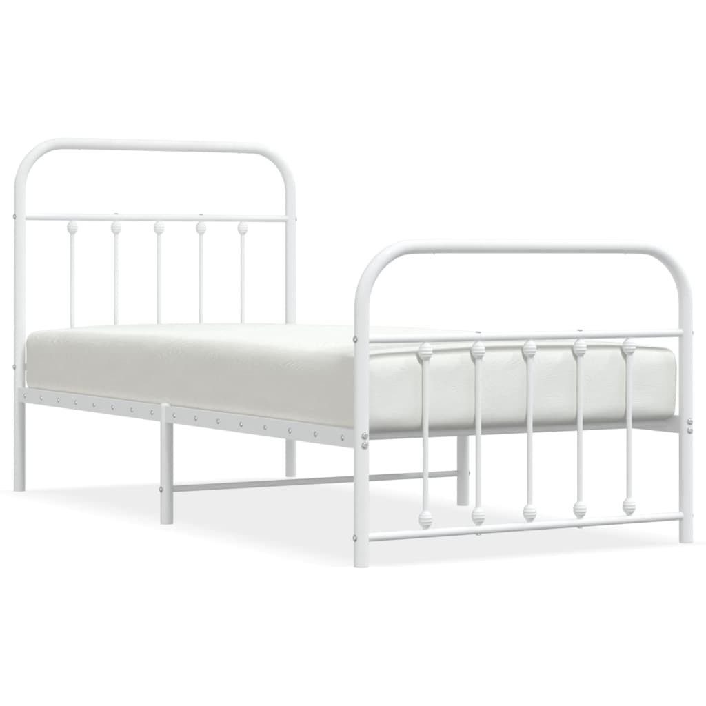 vidaXL Bettgestell, Bettrahmen mit Kopf- und Fußteil Metall Weiß 90x200 cm günstig online kaufen