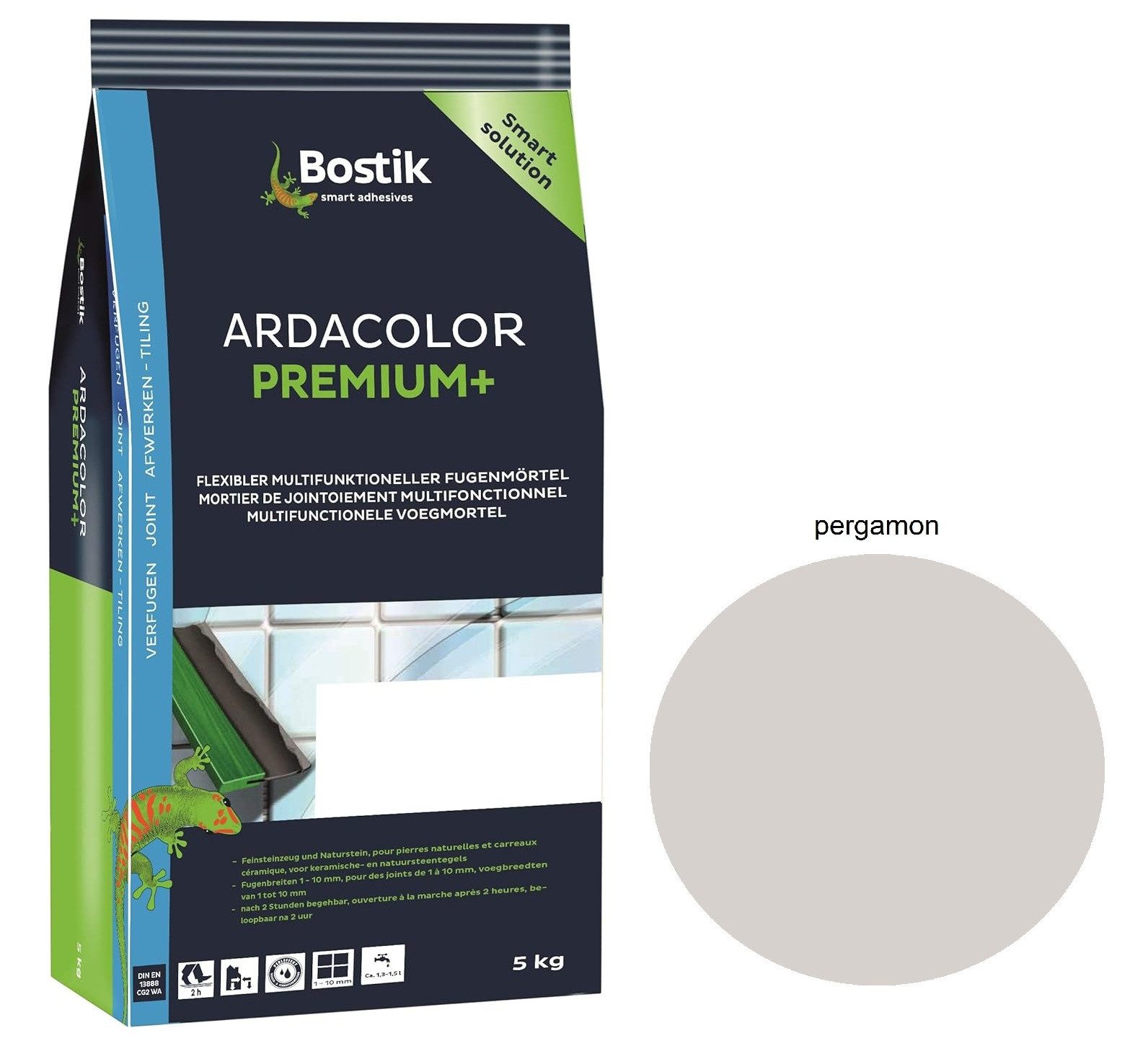 BOSTIK Fugenmörtel Bostik Ardacolor Premium Fuge plus 5Kg pergamon Fliesen Fugenmörtel, 5 kg, brillante Farbgebung