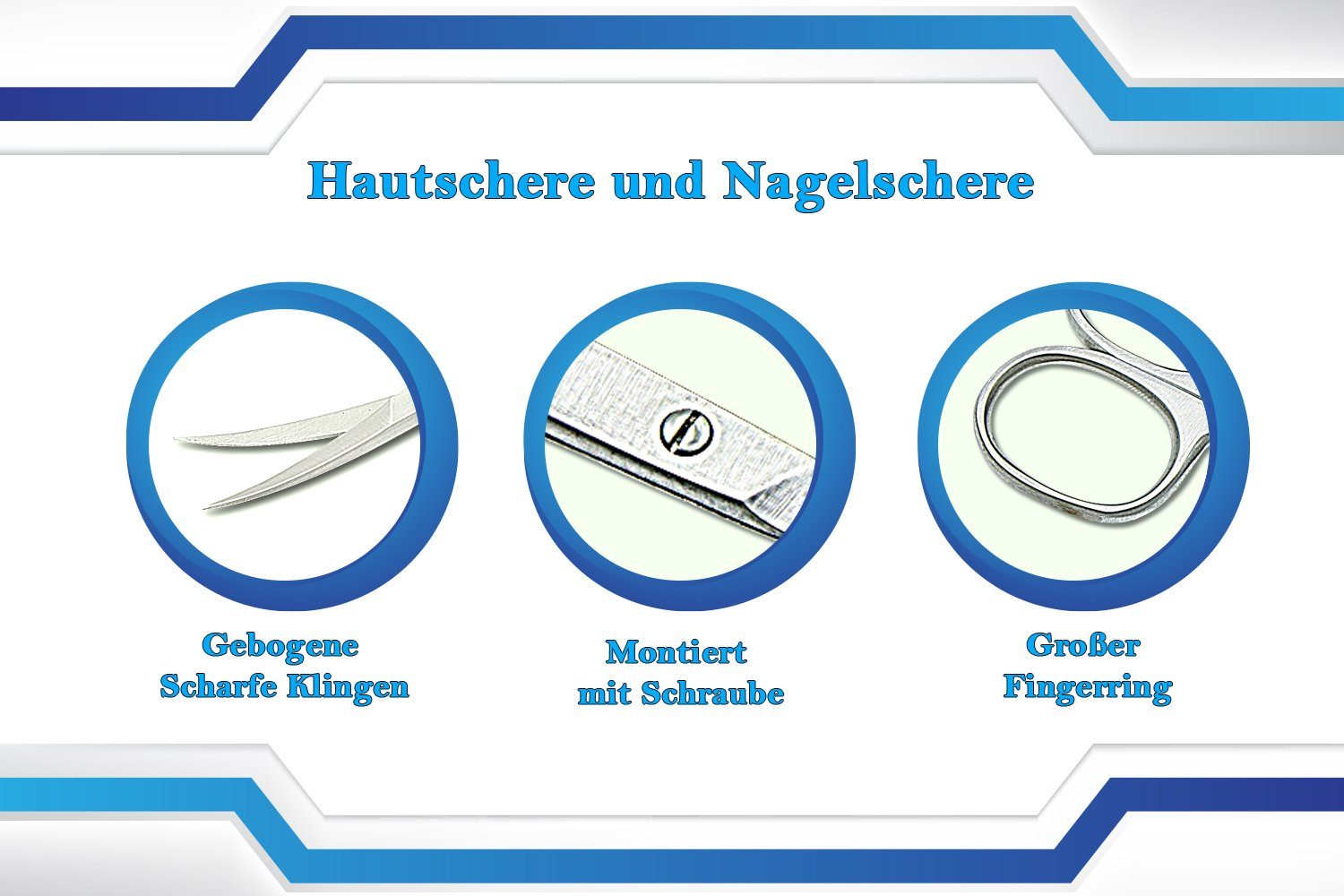 SMI Nail Scissors Cuticle Scissors Curved Skin Scissors Manicure Scissors + Case