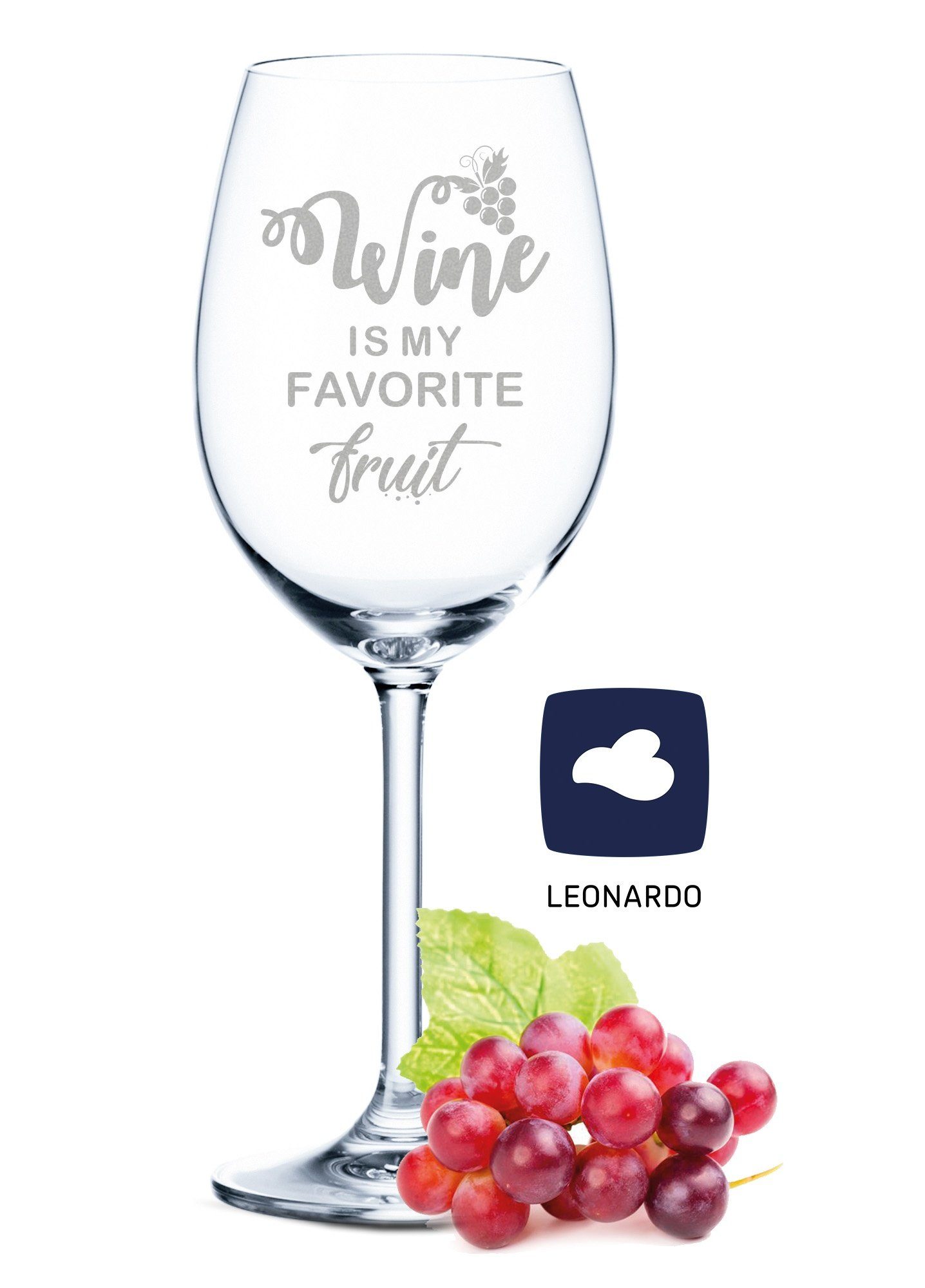 GRAVURZEILE Rotweinglas Leonardo Weinglas mit Gravur - Wine is my favorite fruit, Glas