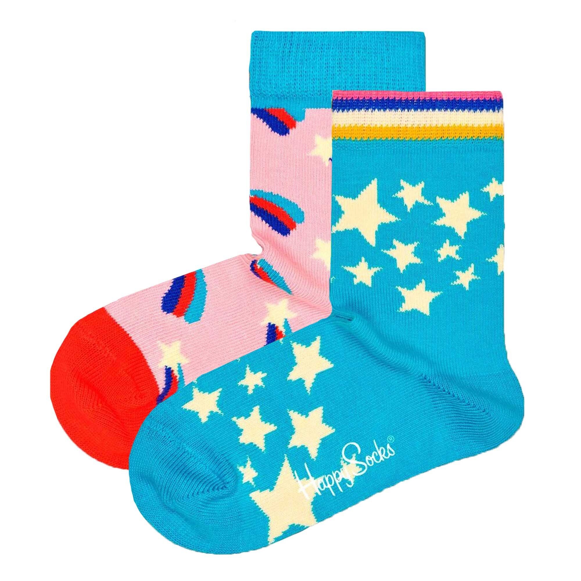 Happy Socks Freizeitsocken Kinder Socken unisex, 2er Pack - Crew Socks Shooting Star
