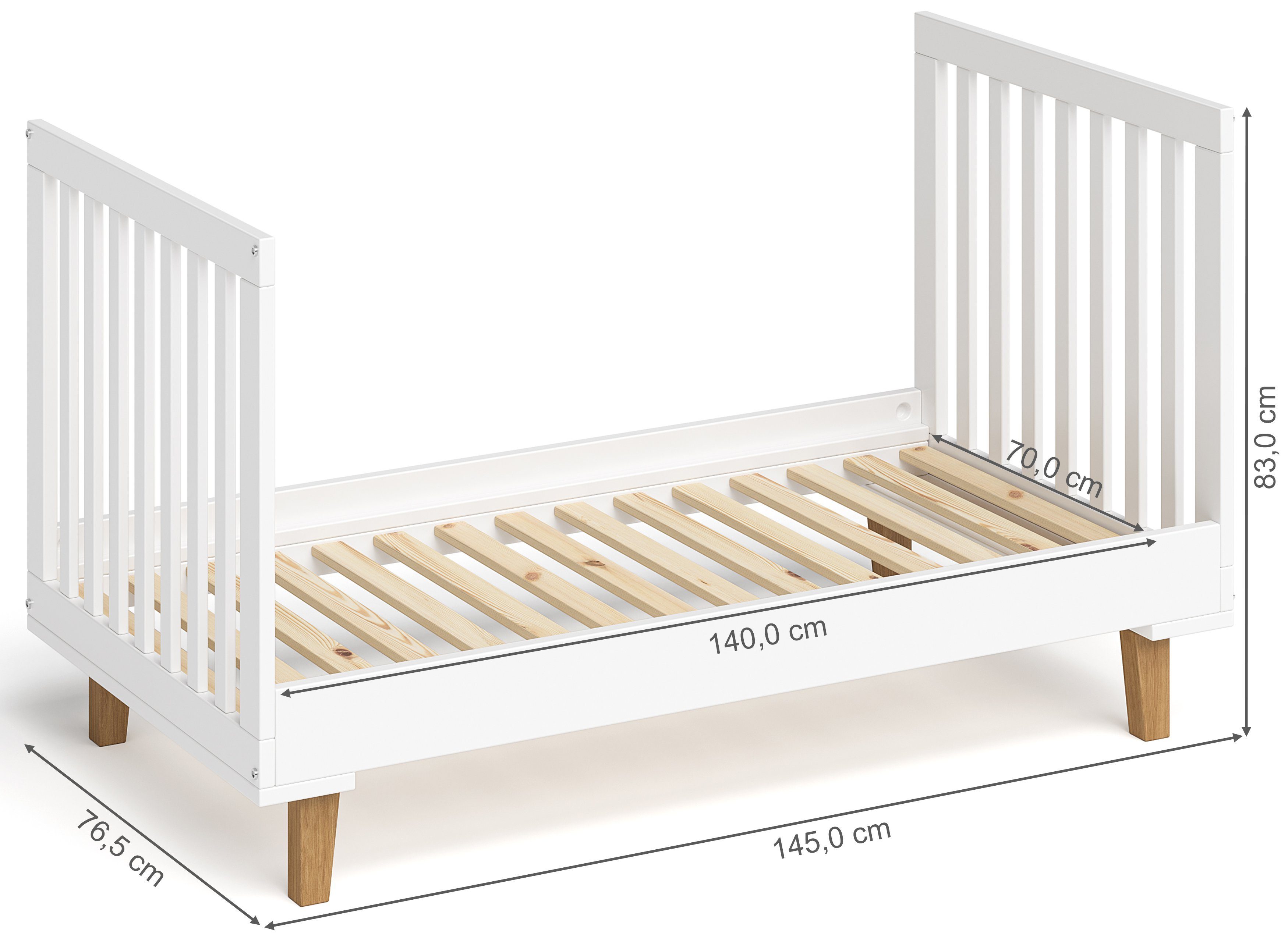 Wickelaufsatz Babymöbel-Set (2-St., Wickelkommode), Liri, Babybett, Kinderbett, höhenverstellbares Bellabino abnehmbarer