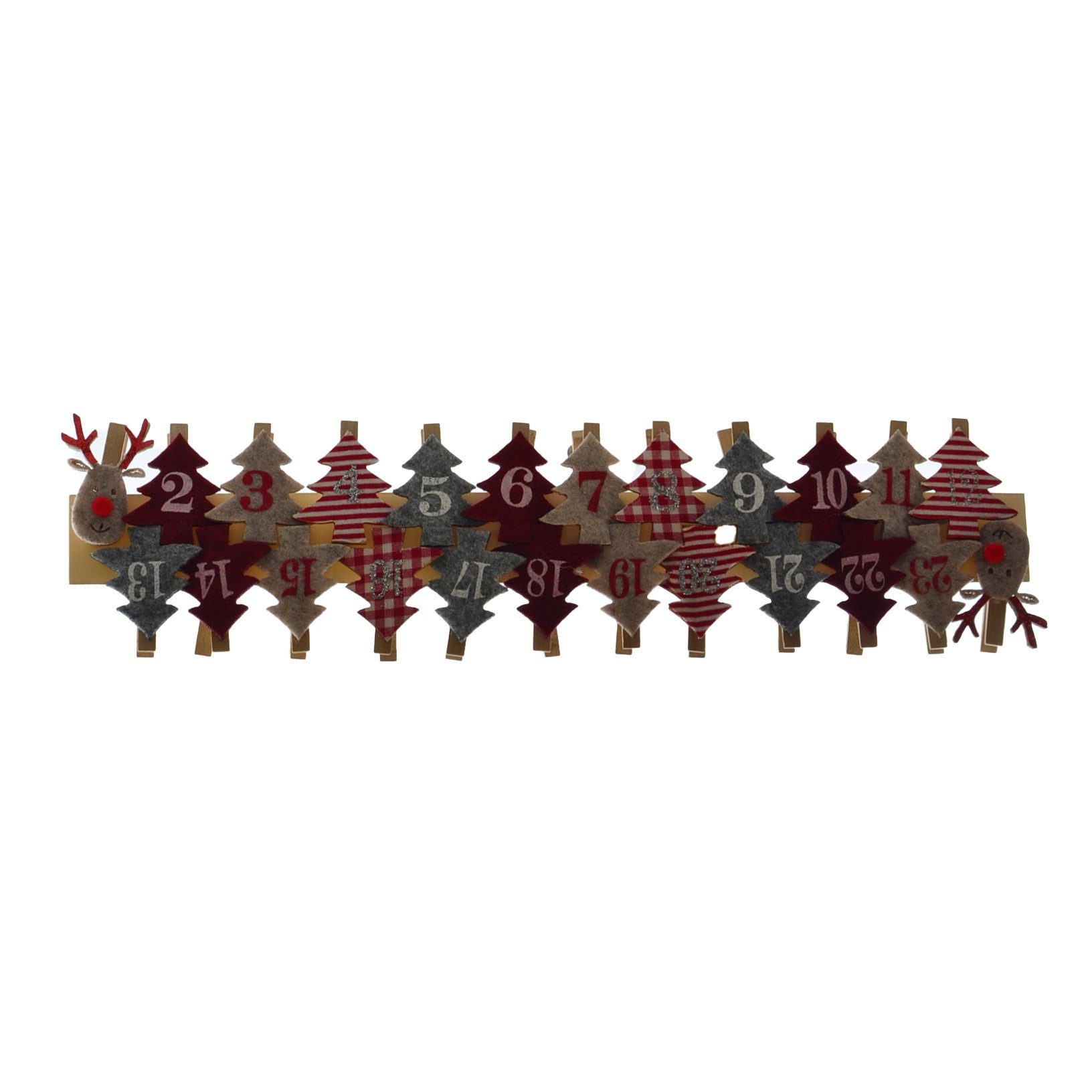 RIFFELMACHER & WEINBERGER Adventskalender Dekoklammern Kalender mit weihnachtlichen Tannebäumen aus Filz