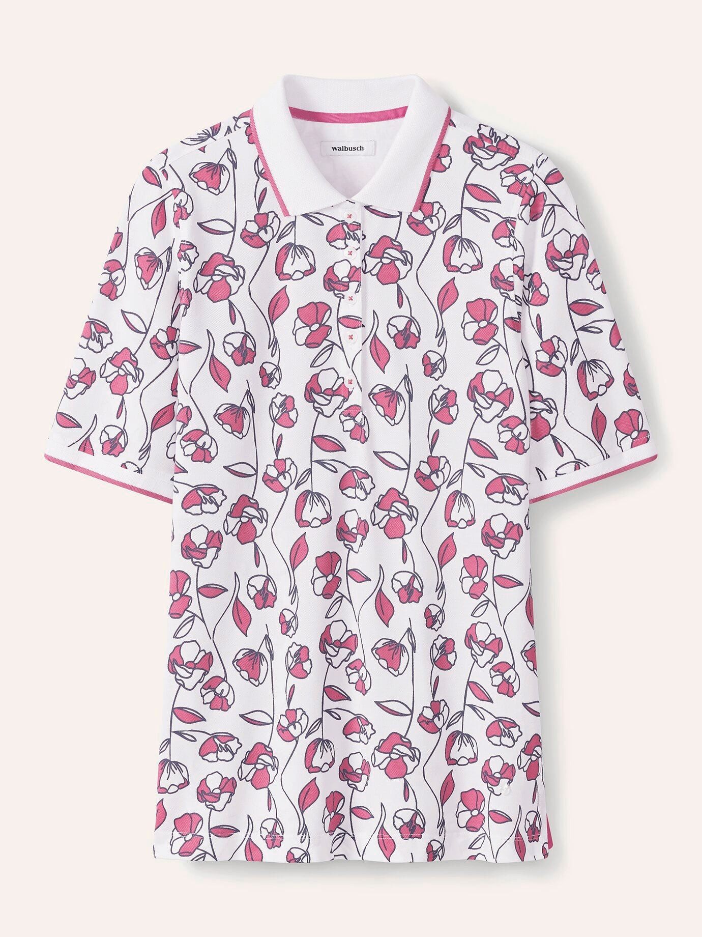 Walbusch Poloshirt Damen Polo Halbarm Bügelfrei Baumwolle Atmungsaktiv, pflegeleicht, mit Knopfleiste und Seitenschlitzen