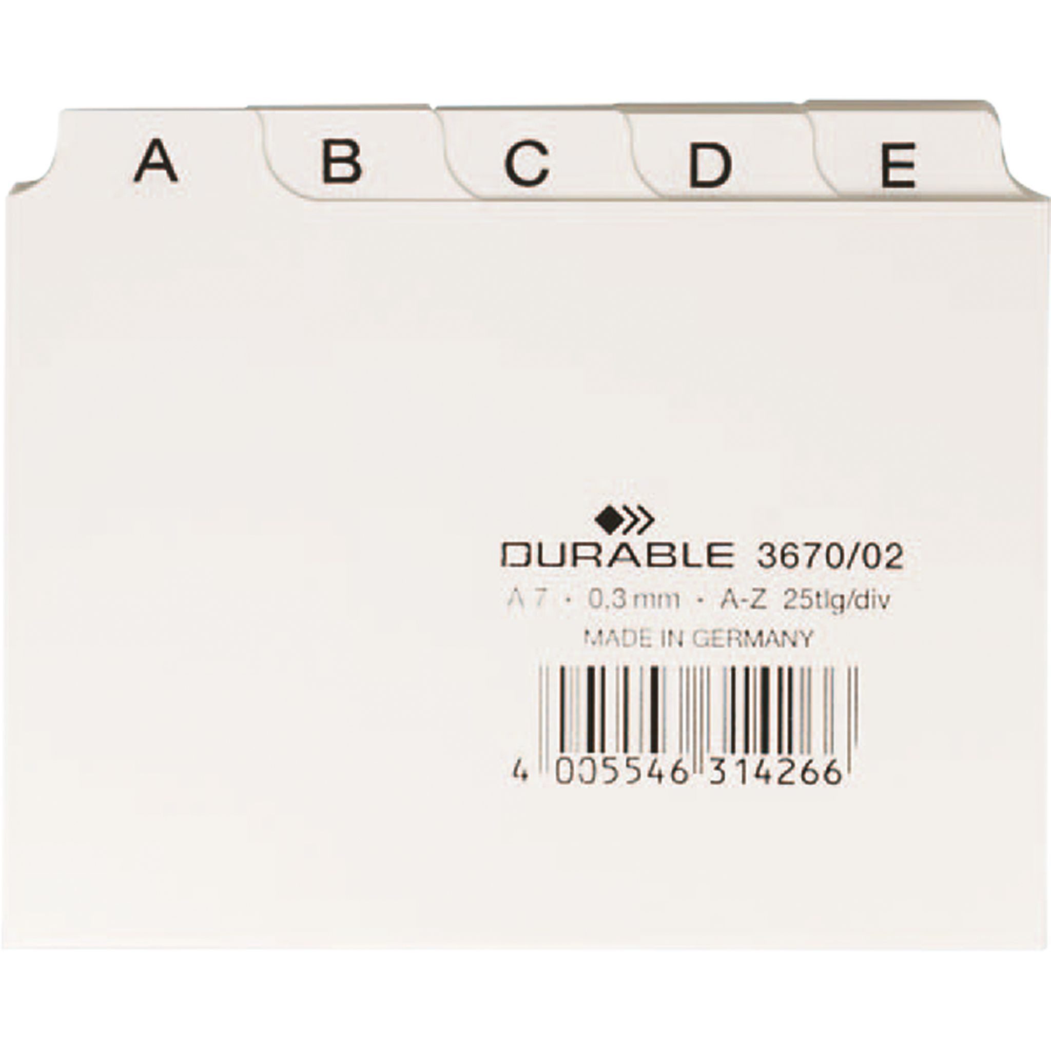 DURABLE Karteikasten Durable Karteiregister A7 quer A-Z ws Kunststoff bedruckt 5/5 Teilg