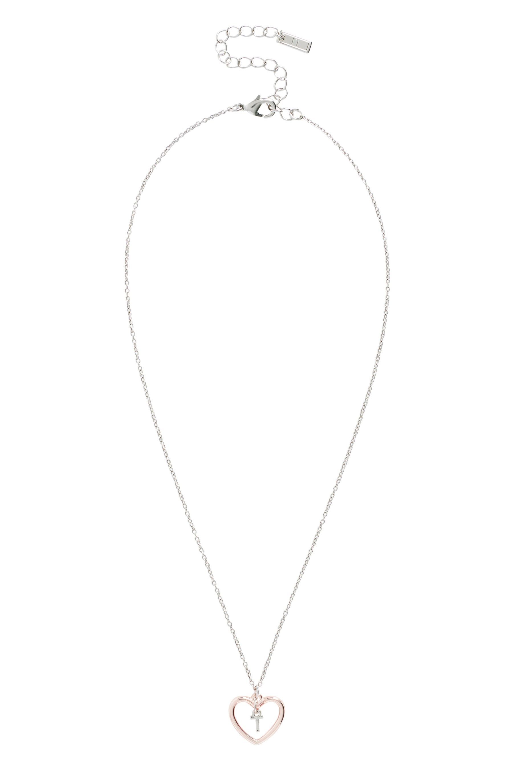 Next Kette mit Anhänger Halskette mit Herz-Initialanhänger (1-tlg) Rose Gold Tone/Silver Tone J | Ketten mit Anhänger