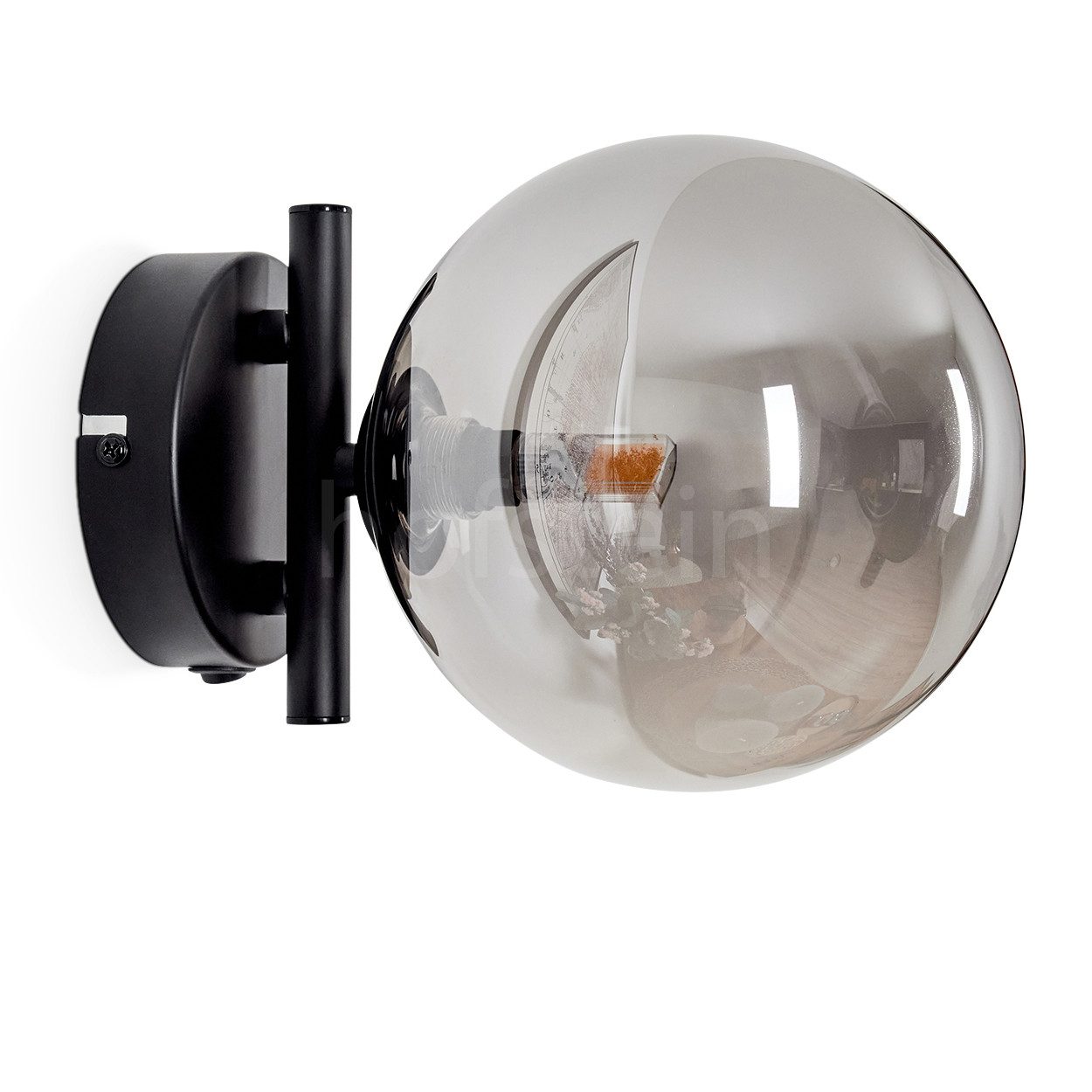 hofstein Wandleuchte Wandlampe aus Metall/Glas in Schwarz/Rauchfarben, ohne günstig online kaufen