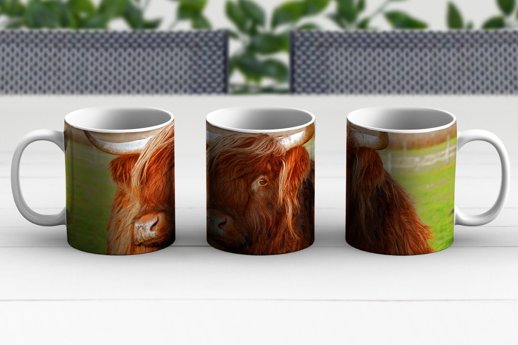 MuchoWow Tasse Schottischer Baum, Teetasse, Kaffeetassen, Geschenk - - Becher, Highlander Keramik, Teetasse, Gras