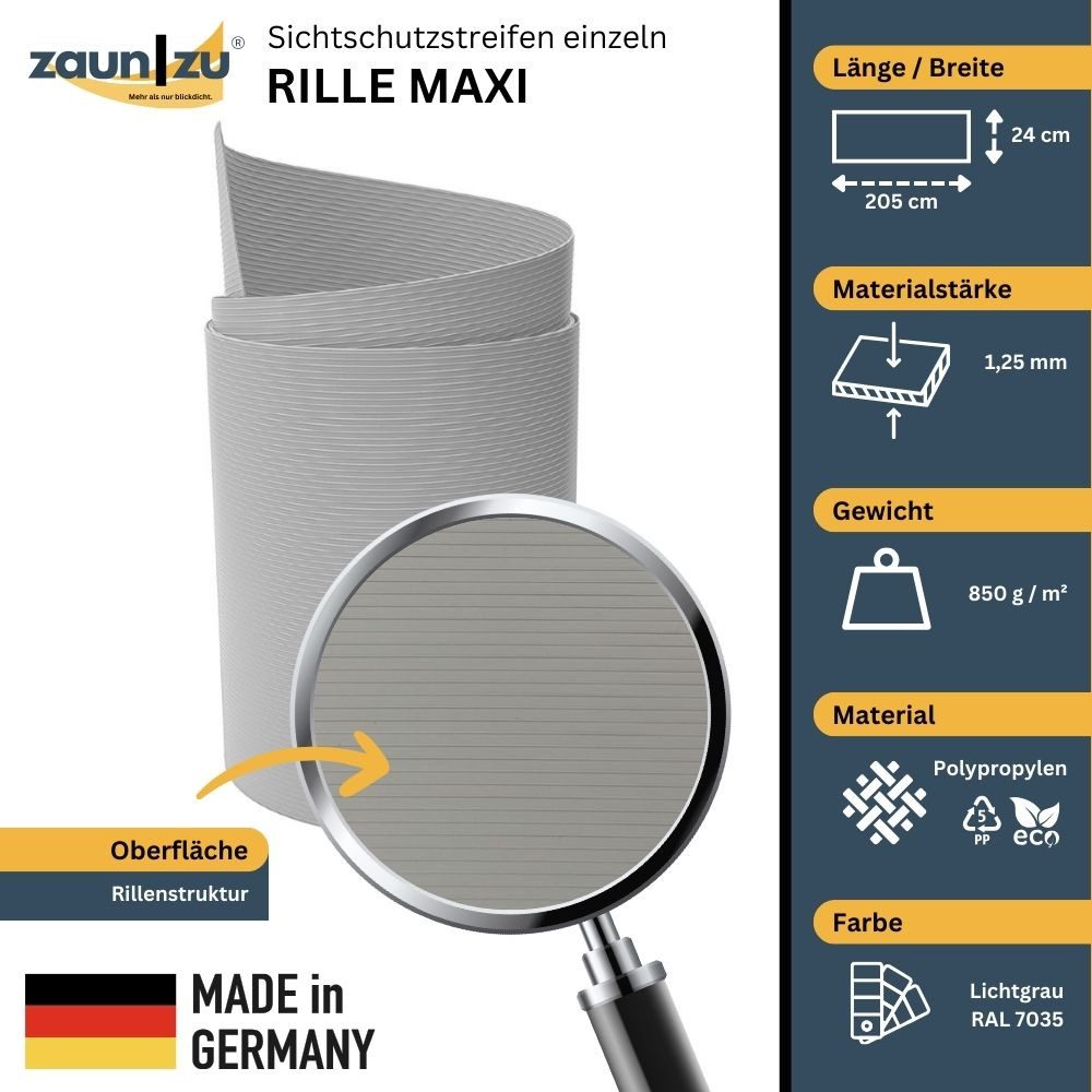 zaunzu Sichtschutzstreifen Rille Maxi Einzelstreifen Sichtschutz günstig online kaufen