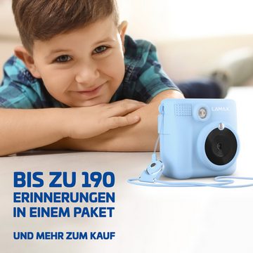 LAMAX InstaKid1, Sofortdruck auf Thermopapier, Videoaufnahme Kinderkamera (F/2.4, 8 MP, 16x opt. Zoom, Großes Farbdisplay, Speicherung auf microSD-Karte, 80 Fotos pro Rolle)