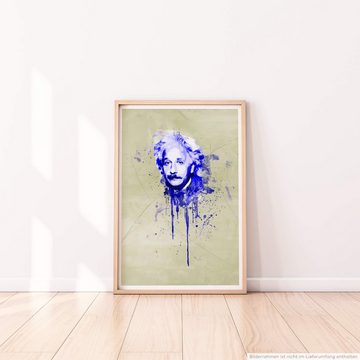 Sinus Art Leinwandbild Albert Einstein 90x60cm Paul Sinus Art Splash Art Wandbild als Poster ohne Rahmen gerollt