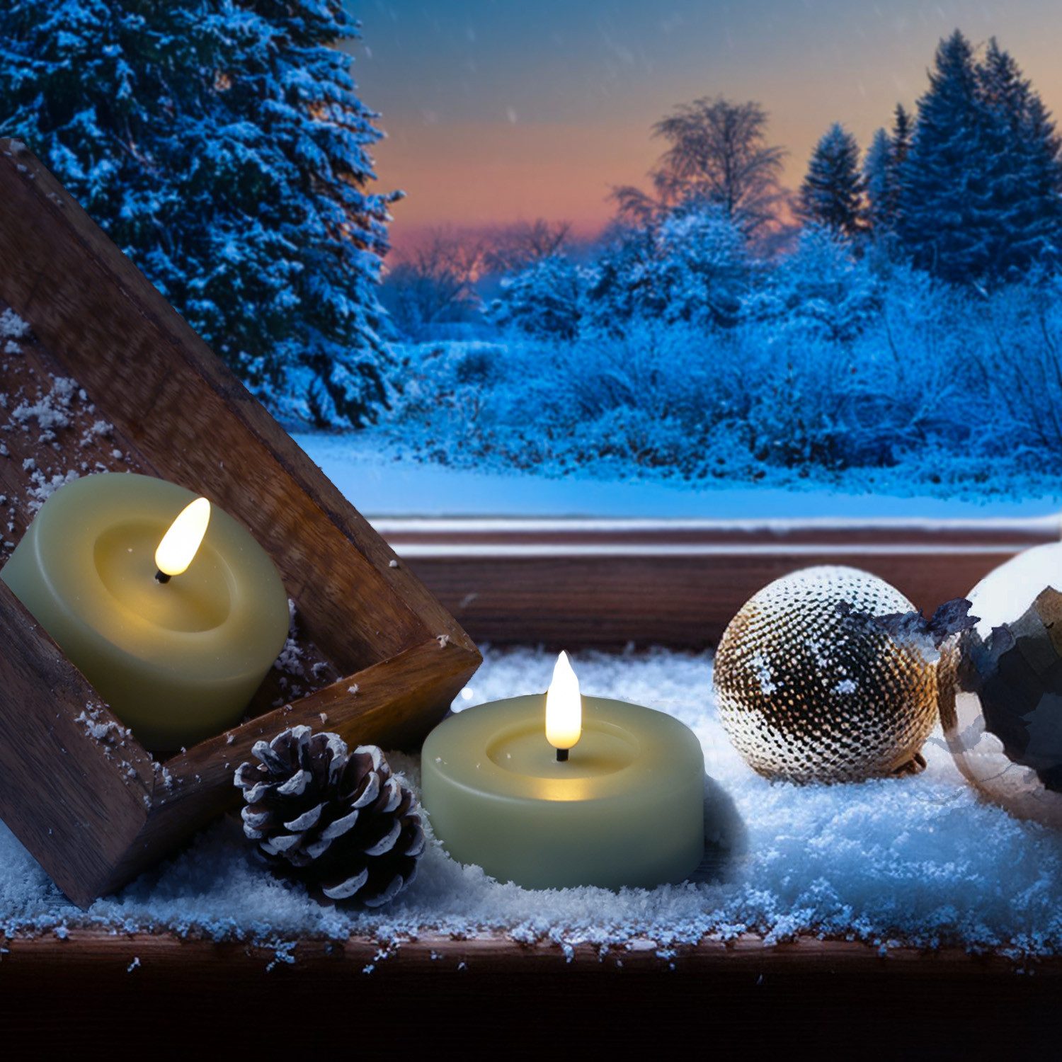 MARELIDA LED-Kerze LED Maxi Teelichter XL Jumbo Outdoor Timer D: 6,8cm grün günstig online kaufen