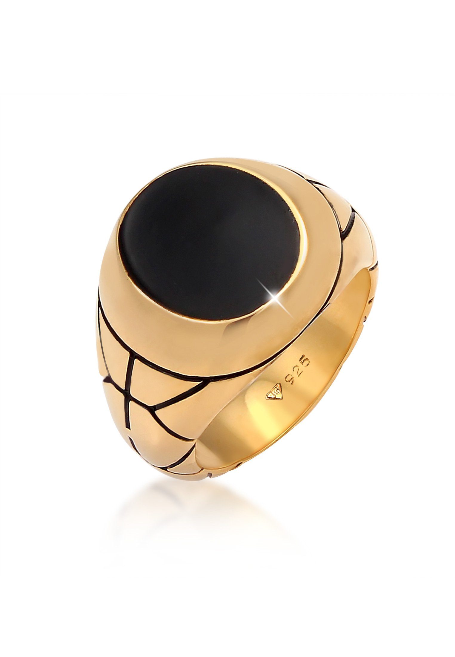 Kuzzoi Siegelring Herren Siegelring Oval Emaille 925er Silber