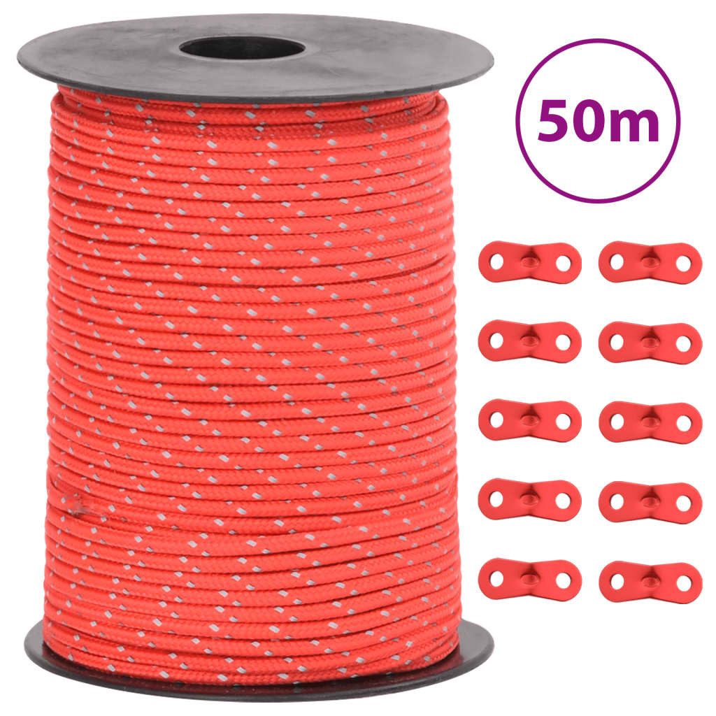 vidaXL Abspannleine vidaXL Zeltleine Reflektierend mit Seilspannern 50 m 3 mm