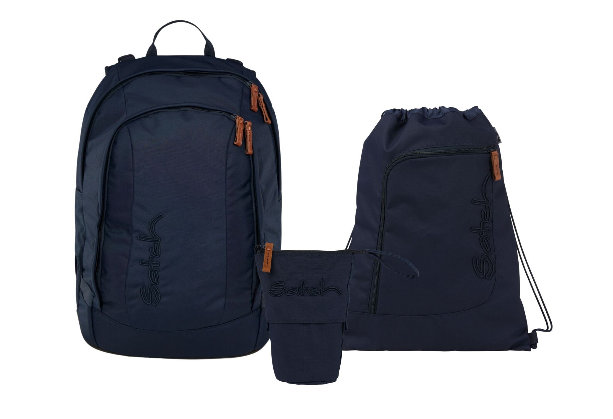 Satch Schulranzen Schulrucksack-Set AIR Nordic Blue 3-teilig (3-teilig), Schulranzen, ergonomisch, Laptop-Fach, Your-Size-System