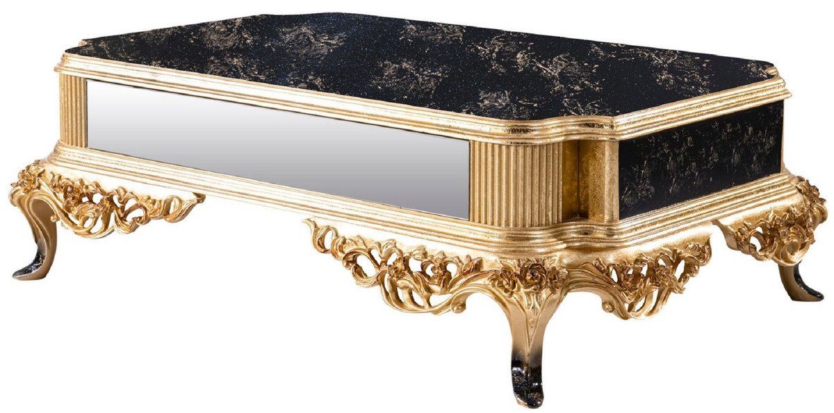 Casa Padrino Couchtisch Casa Padrino Luxus Barock Couchtisch Schwarz / Gold - Massivholz Wohnzimmertisch im Barockstil - Barockstil Wohnzimmer Möbel - Barock Möbel - Barock Einrichtung - Luxus Möbel im Barockstil