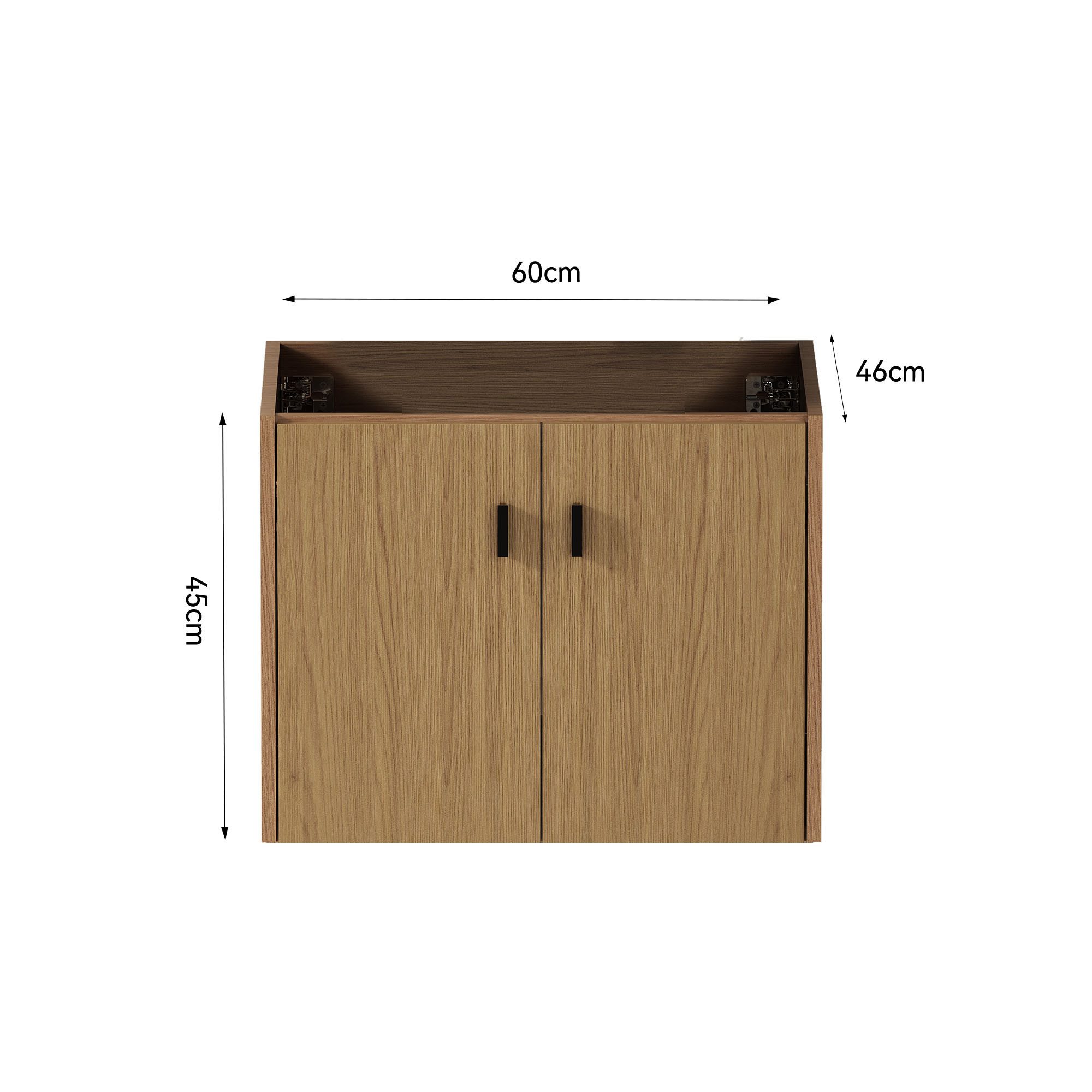 KLAM HOME Waschtisch 60cm Badezimmerschrank mit Weichschloss-Türen (Feuchtigkeitsbeständiger Badschrank aus MDF & Keramik), Moderner Holzschrank mit großem Stauraum, pflegeleicht