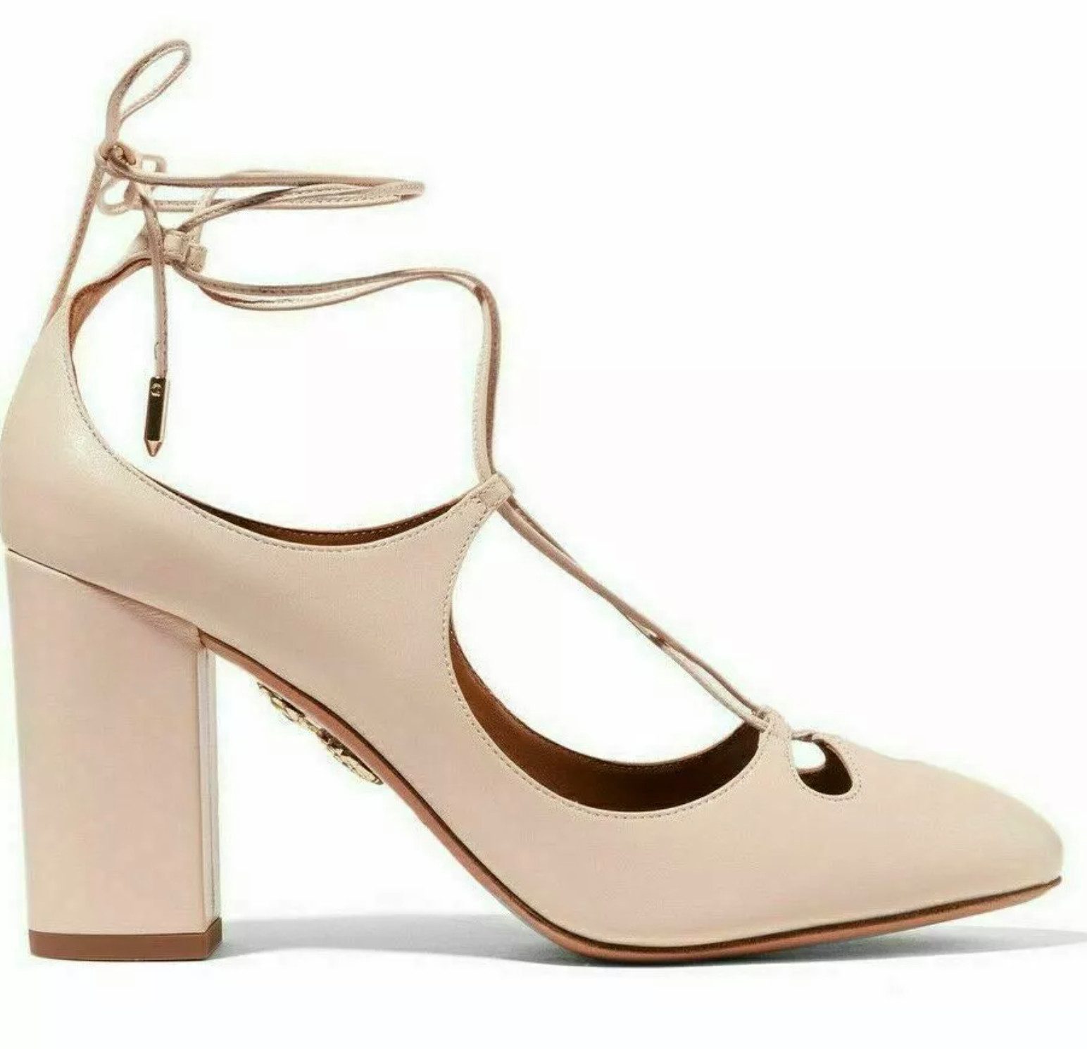 Aquazzura Firenz Dancer 85 Heels Pumps Schuhe Veloursleder & Glattleder Schnürpumps Luxuriöse Verarbeitung & italienisches Handwerk