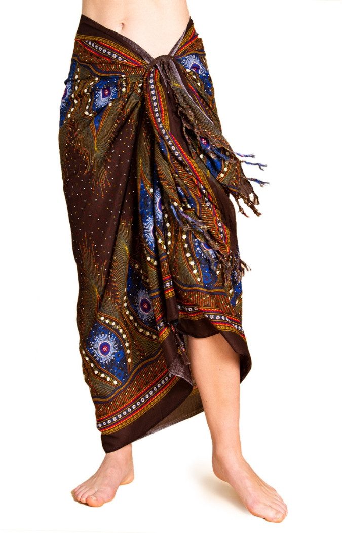 PANASIAM Sarong Peacock Pareo Tuch aus 100% Viskose - Wickelrock Strandtuch L & XL, Viskose, leichtes Wickelkleid - Bikini Cover-up oder großes Unisex Schultertuch