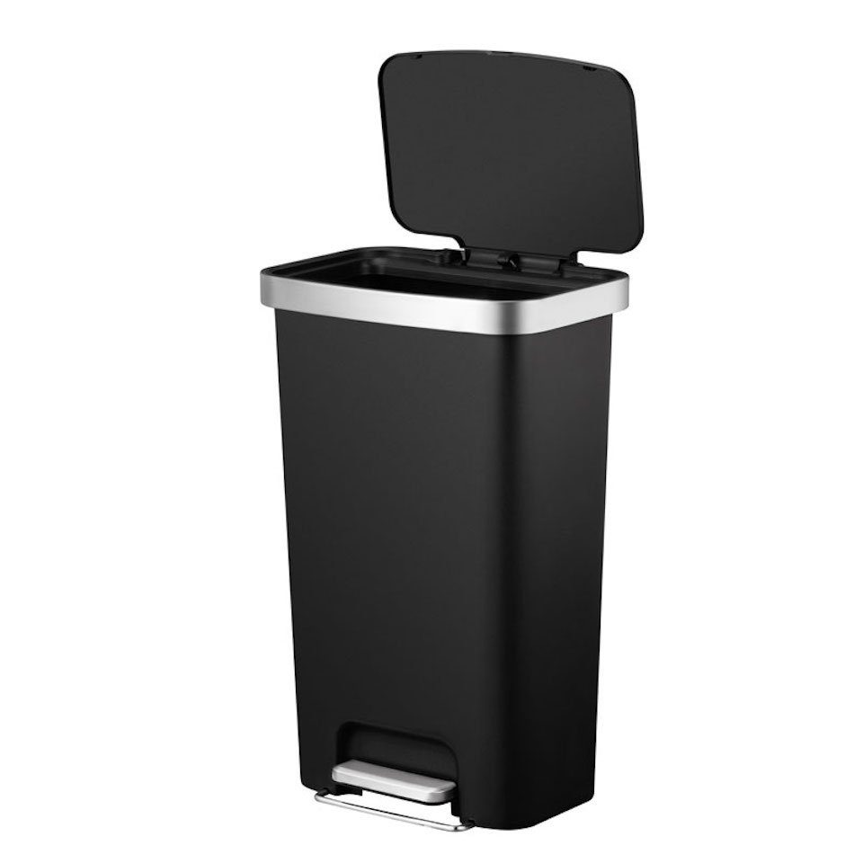 Weiß Schwarz Funktionale Soft-Close-Deckel, Treteimer PROREGAL® mit Kunststoff Mülleimer aus 45L
