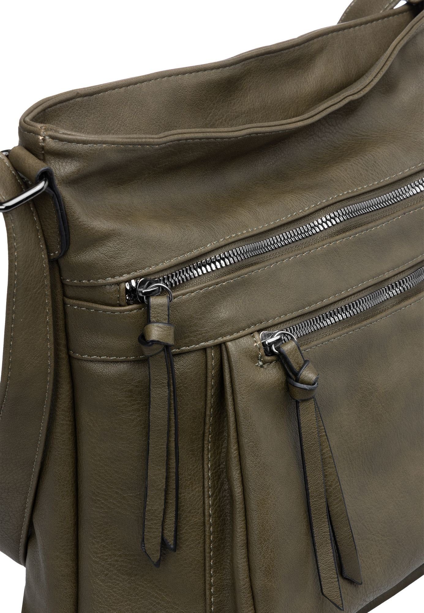 grün Umhängetasche Crossbody Bag Caspar Umhängetasche mittelgroße Damen TS1070 oliv elegante sportlich