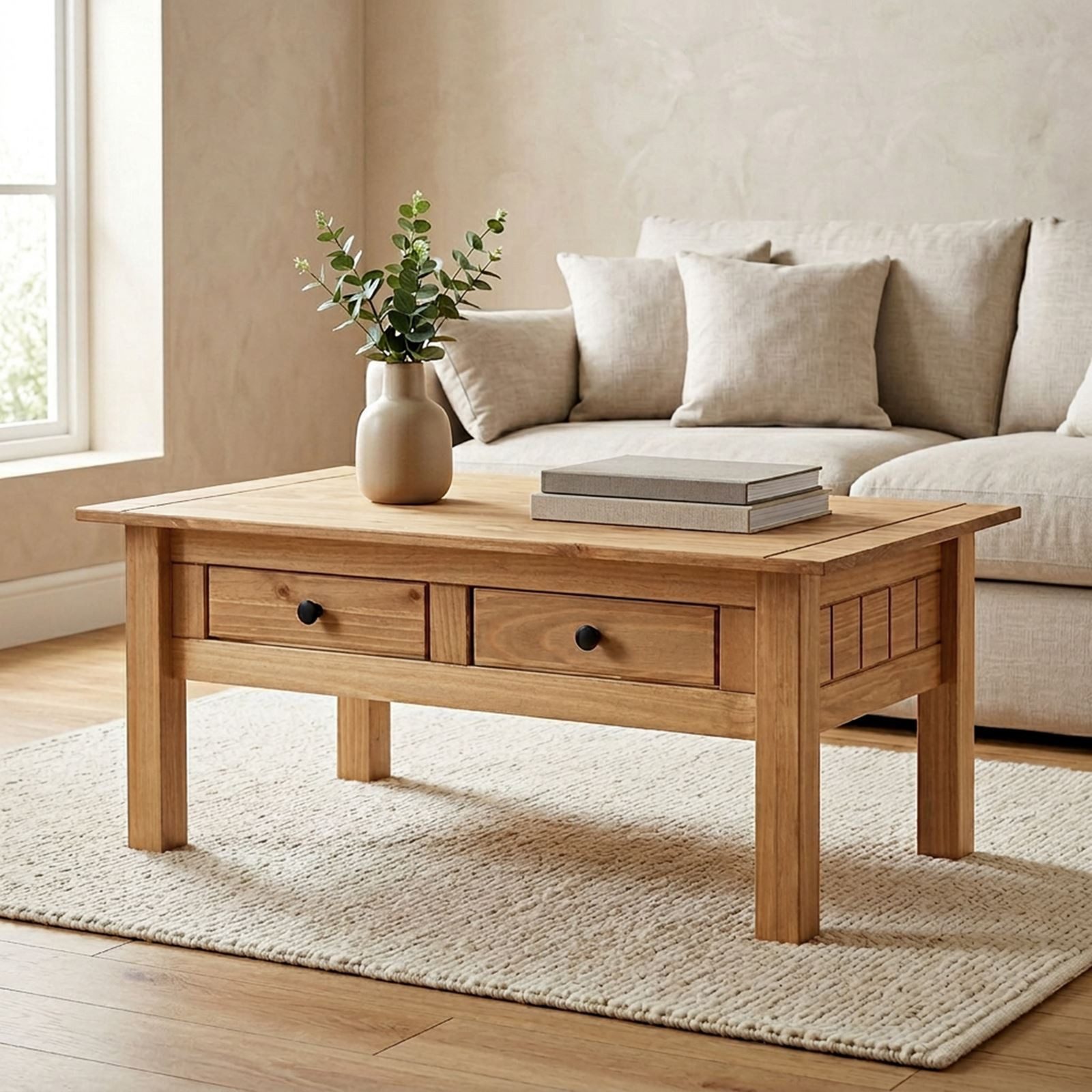 IDIMEX Couchtisch CANCUN, Wohnzimmertisch aus Kiefer Massivholz mit 2 Schub günstig online kaufen