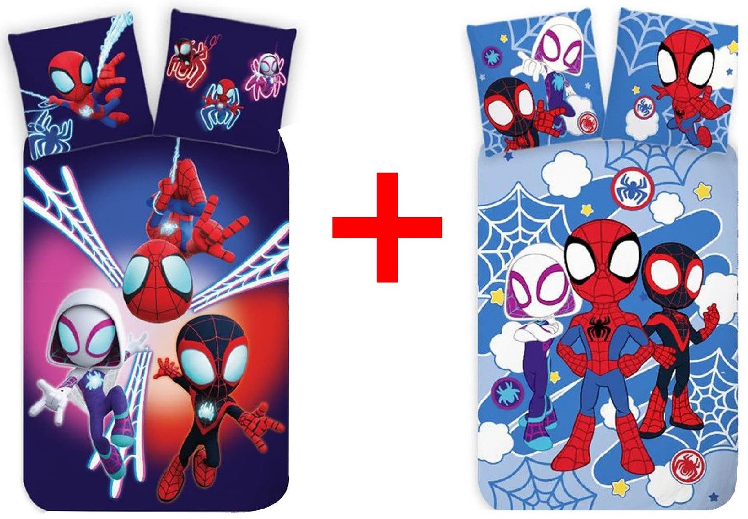 BrandMac Kinderbettwäsche Marvel Spidey Amazing Friends Kinderbettwäsche 100x135cm 2er-Set, Renforcé, 2 teilig