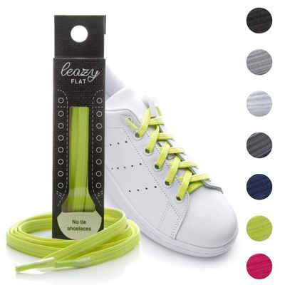 leazy Schnürsenkel ohne Binden Flache Elastische Schuhbänder zum Einhaken, Neongelbe Gummischnürsenkel für Kinder und Erwachsene
