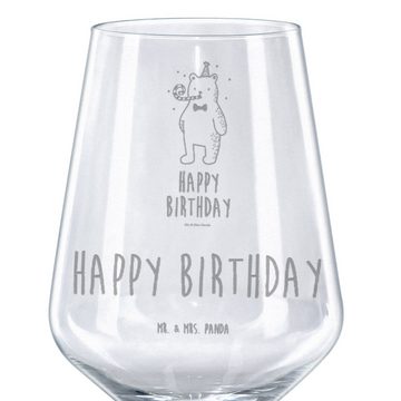 Mr. & Mrs. Panda Rotweinglas Bär Geburtstag - Transparent - Geschenk, Rotwein Glas, Weinglas mit G, Premium Glas, Feine Lasergravur