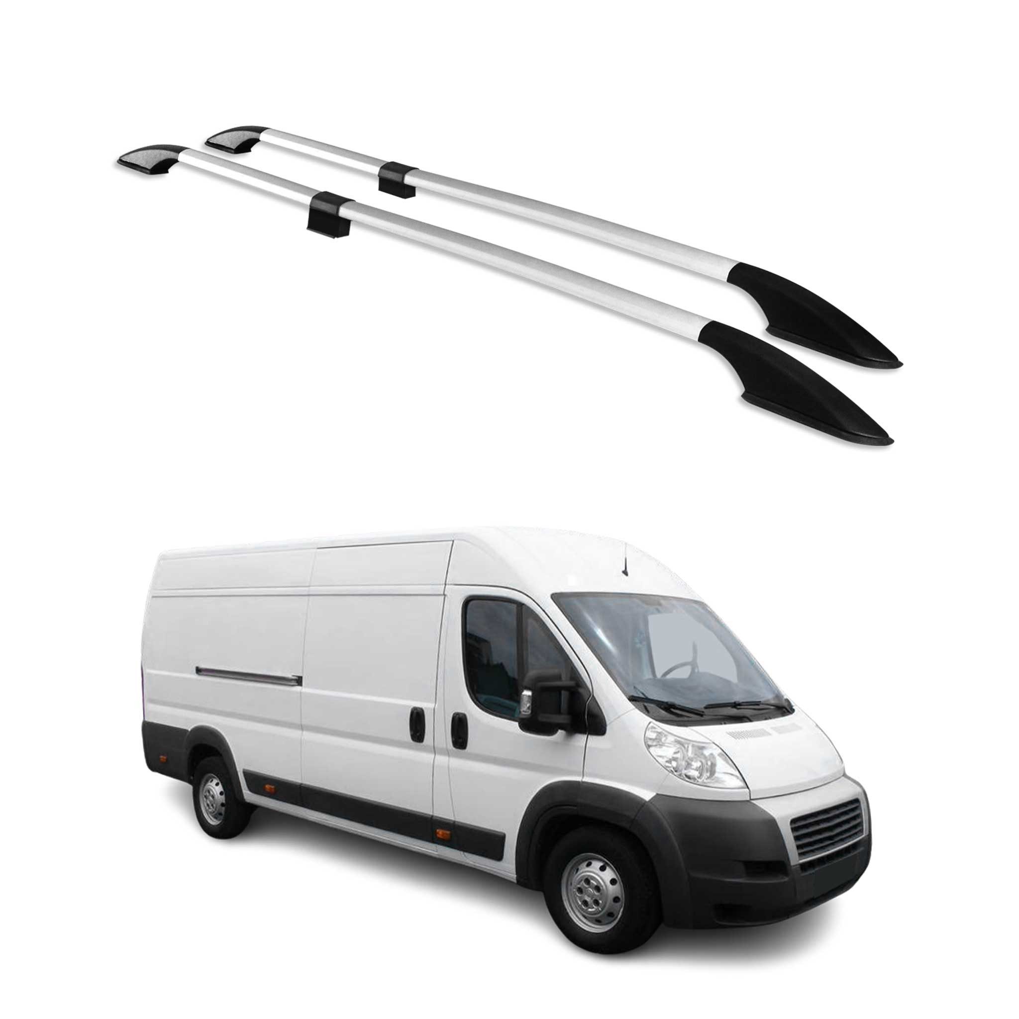OMAC Dachträger für 2006-2025 Fiat Ducato III Gepäckträger H2 & L4 Langer Alu Grau (2-St), Rostbeständig, Einfache Montage, Korrosionsbeständig