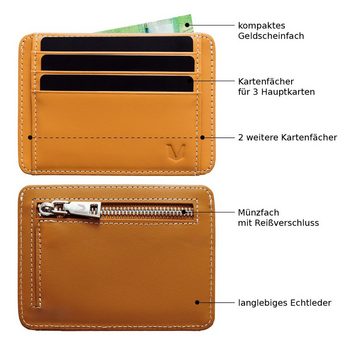 MAGATI Mini Geldbörse Mini Wallet LEZA (Inkl. Geschenkbox), Echtes Rindsleder, RFID Schutz, Reißverschluss, Münzfach