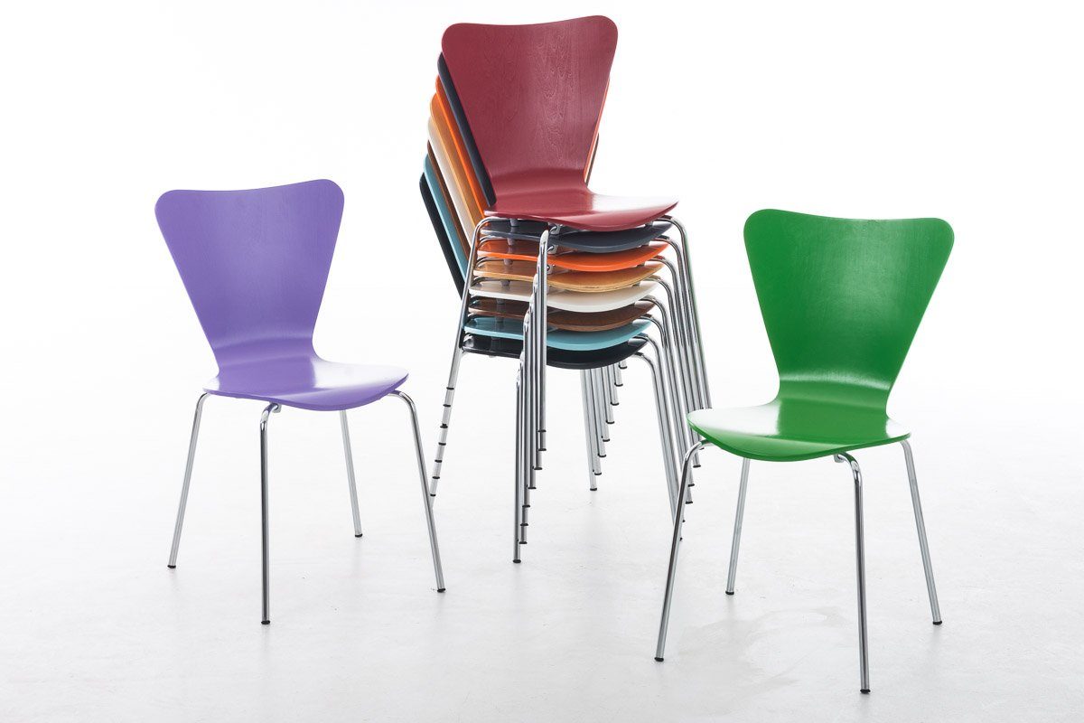 TPFLiving Besucherstuhl Calisso - Sitzfläche Holz geformter orange Metall Konferenzstuhl - - Gestell: Sitzfläche: ergonomisch chrom - (Besprechungsstuhl Warteraumstuhl Messestuhl), mit