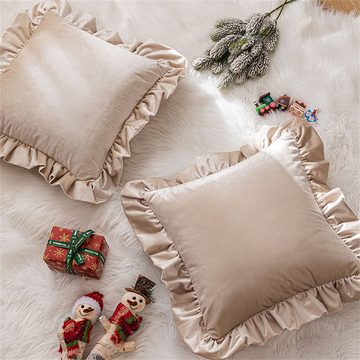 Kissenbezüge Weihnachten Kissenbezug, Hochwertiger luxuriöser geraffter Kissenbezug, Dekorative (2 Stück), Komfortabler Plüsch Kissenbezug 45×45cm (2 Stück)