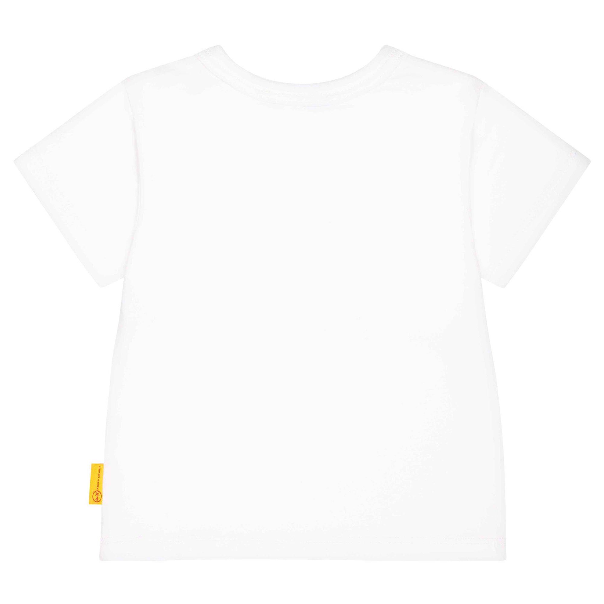 Langarmshirt Basic, T-Shirt Kurzarm, - Weiß Teddy-Applikation Steiff Baby